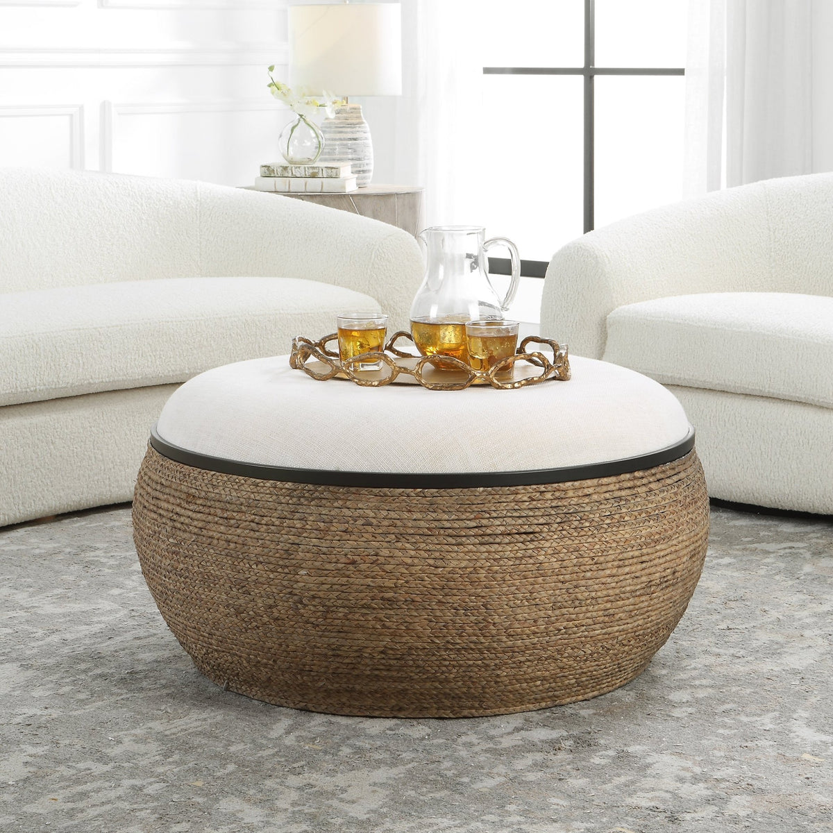 Uttermost Island Straw Storage Ottoman / Coffee Table Table Decors| Uttermost