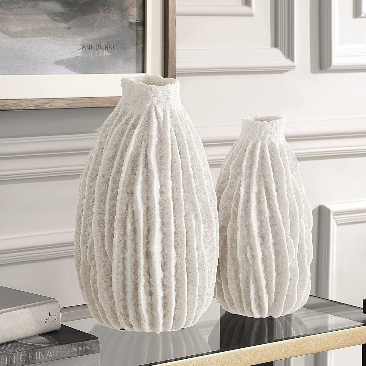 Uttermost Ivory Ridge Vases Set/2 Vases and Jars| Uttermost