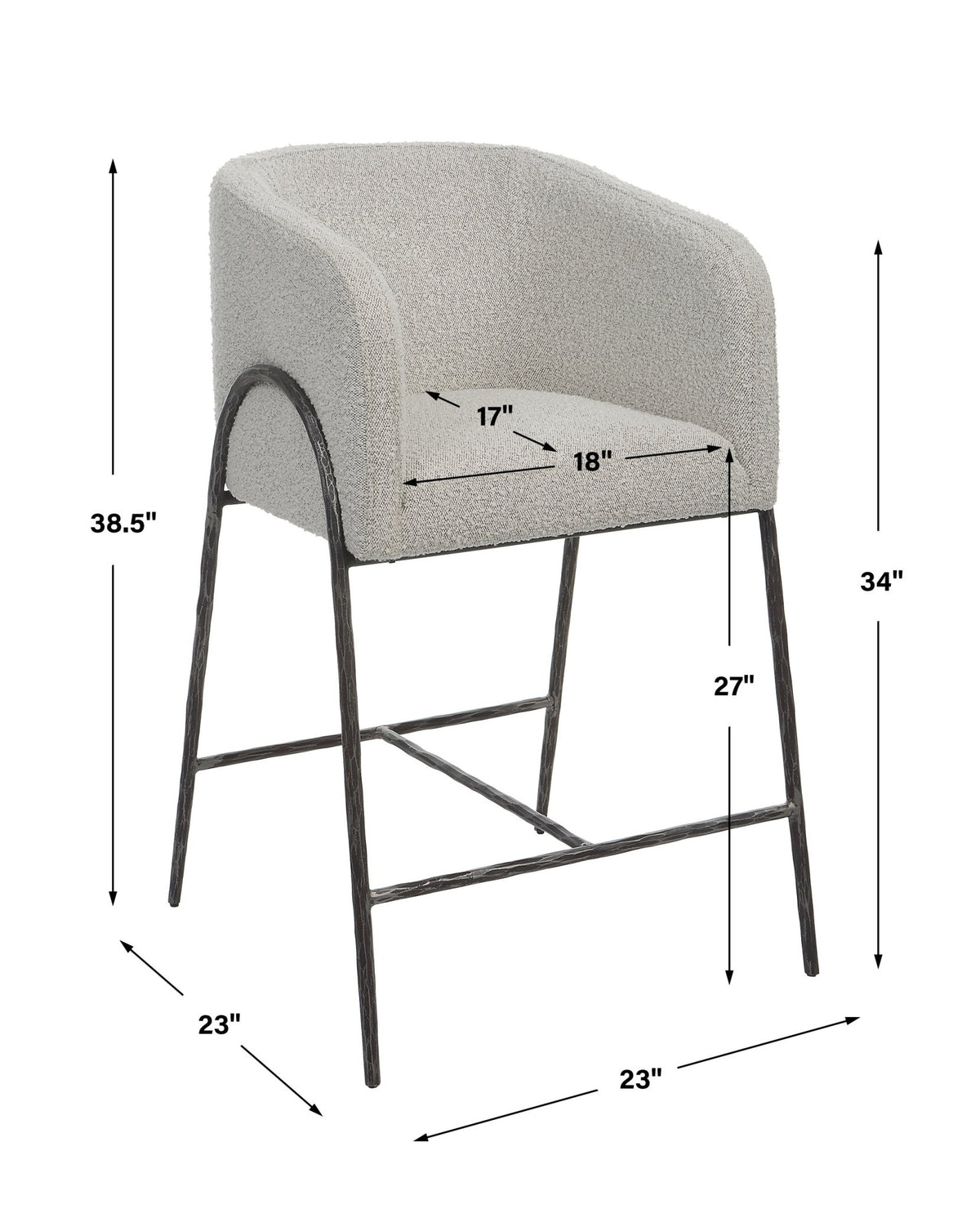 Uttermost Jacobsen Gray 27" Counter Stool Table Decors| Uttermost
