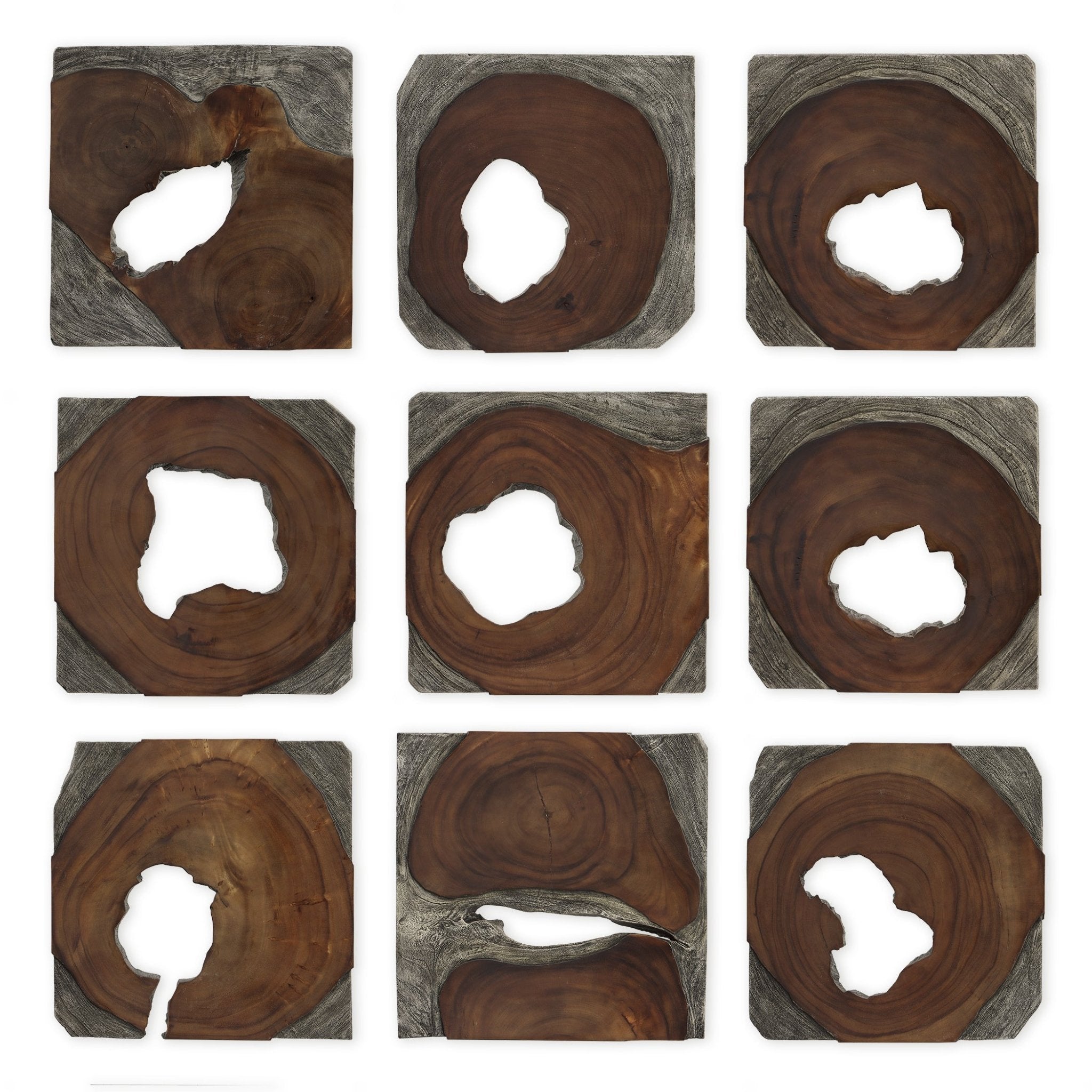 Uttermost Jungle Wood Paneled Wall Art, Set/9 Wall Decors| Uttermost