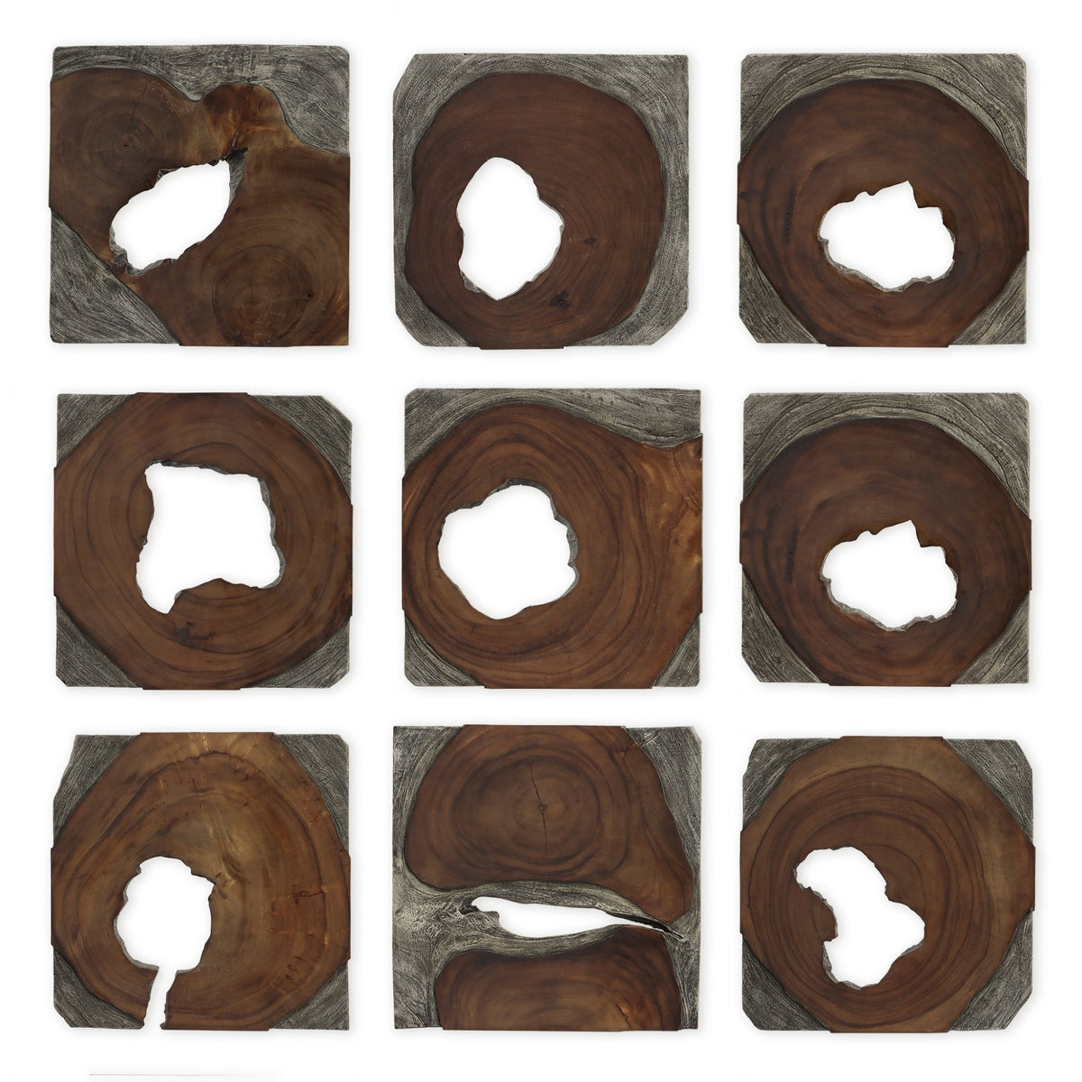 Uttermost Jungle Wood Paneled Wall Art, Set/9 Wall Decors| Uttermost