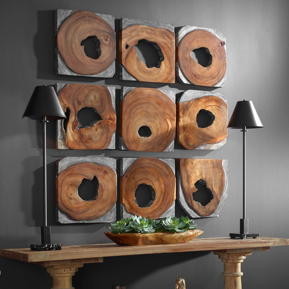 Uttermost Jungle Wood Paneled Wall Art, Set/9 Wall Decors| Uttermost