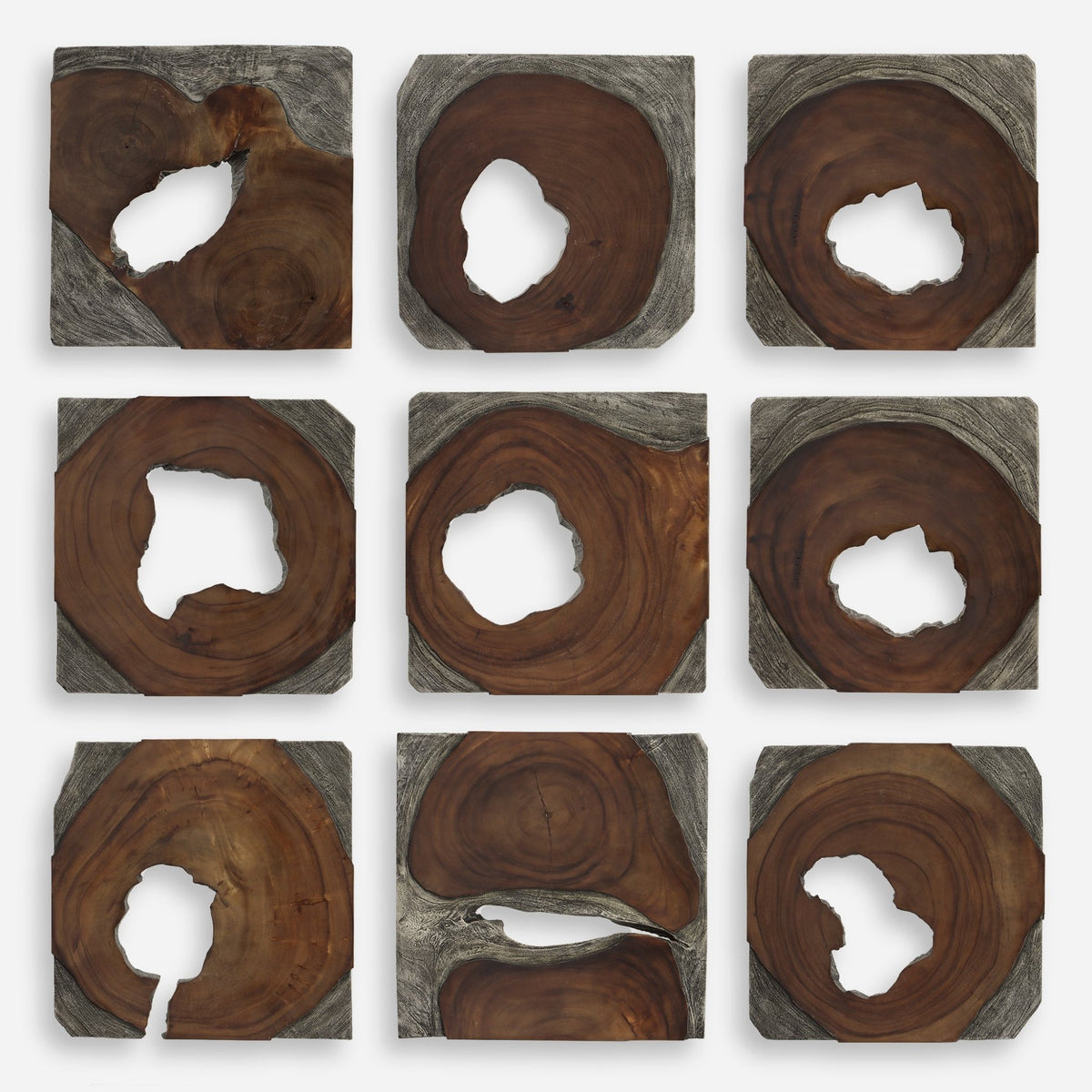 Uttermost Jungle Wood Paneled Wall Art, Set/9 Wall Decors| Uttermost