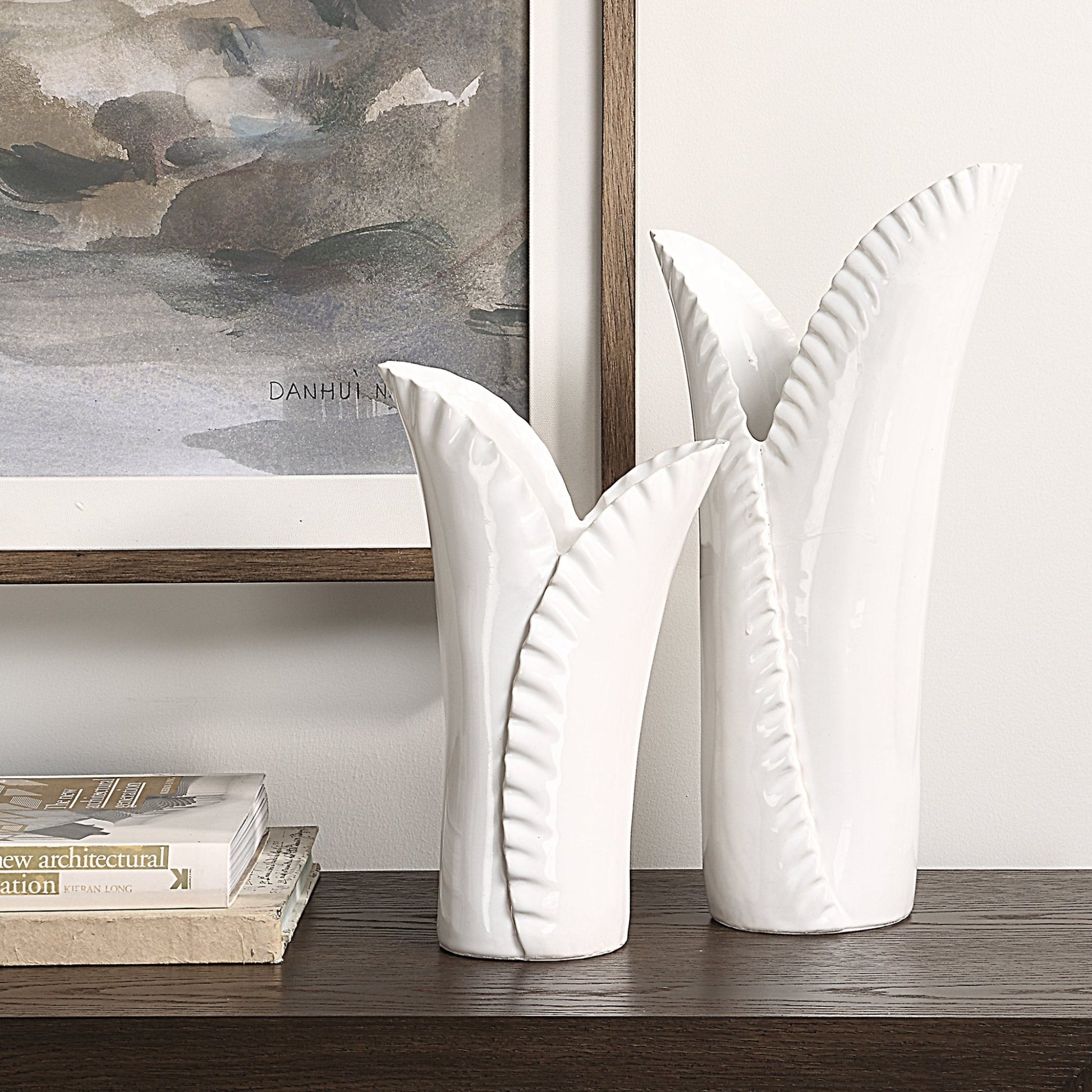 Uttermost Leafscape White Vases Set/2 Vases and Jars| Uttermost