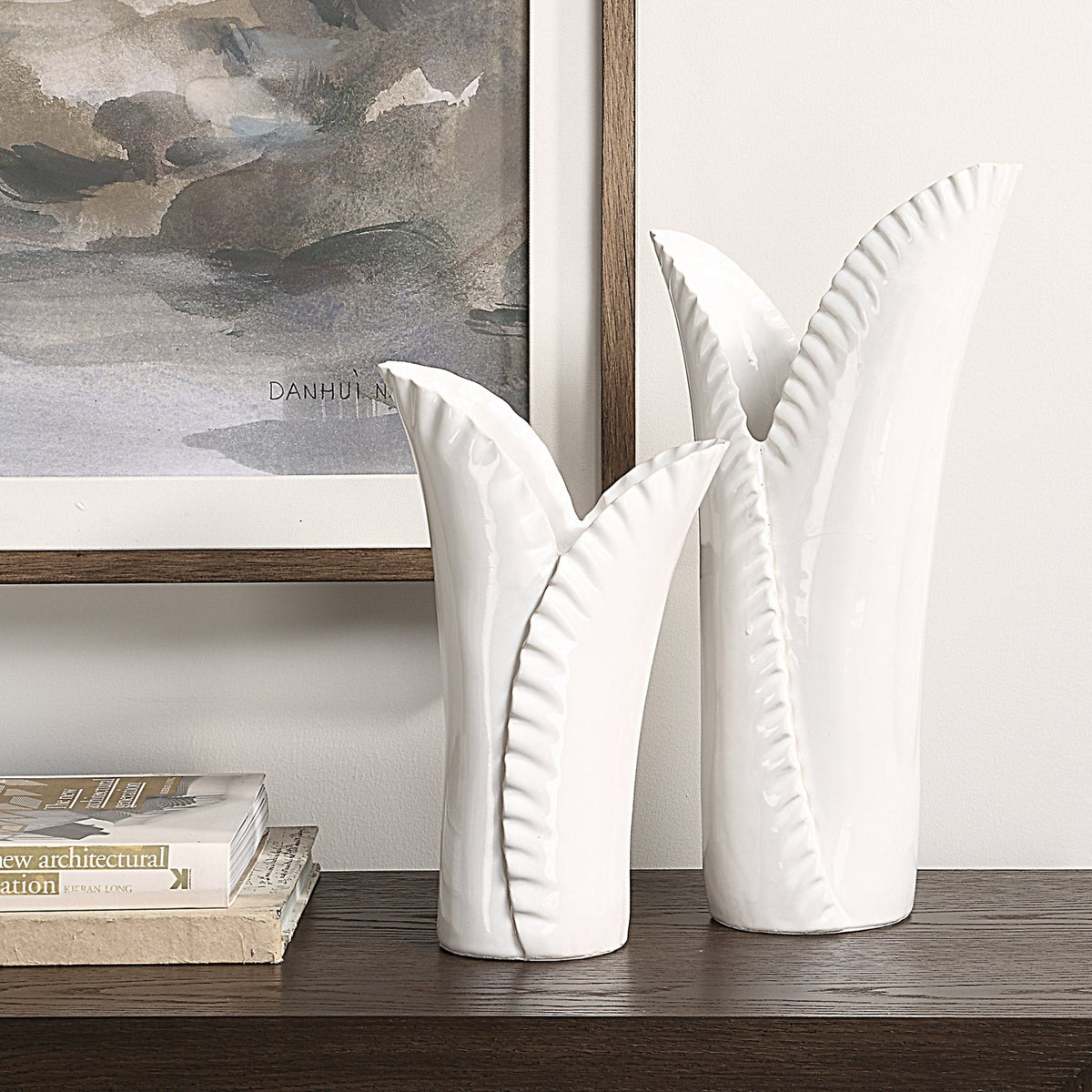 Uttermost Leafscape White Vases Set/2 Vases and Jars| Uttermost