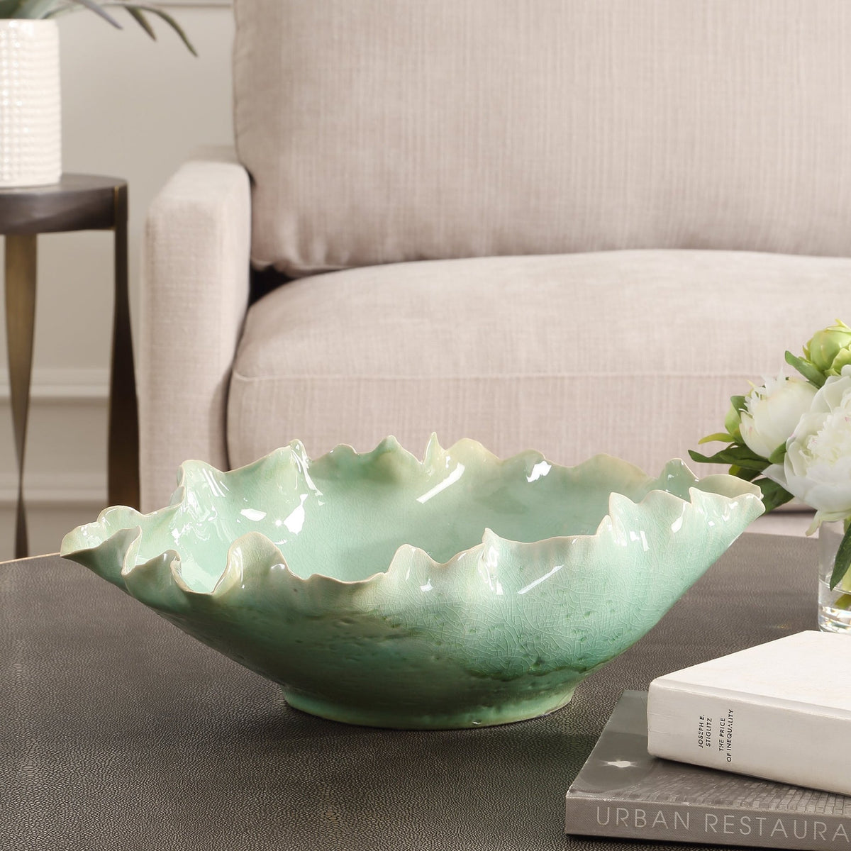 Uttermost Lila Green Glass Bowl Bowl| Uttermost