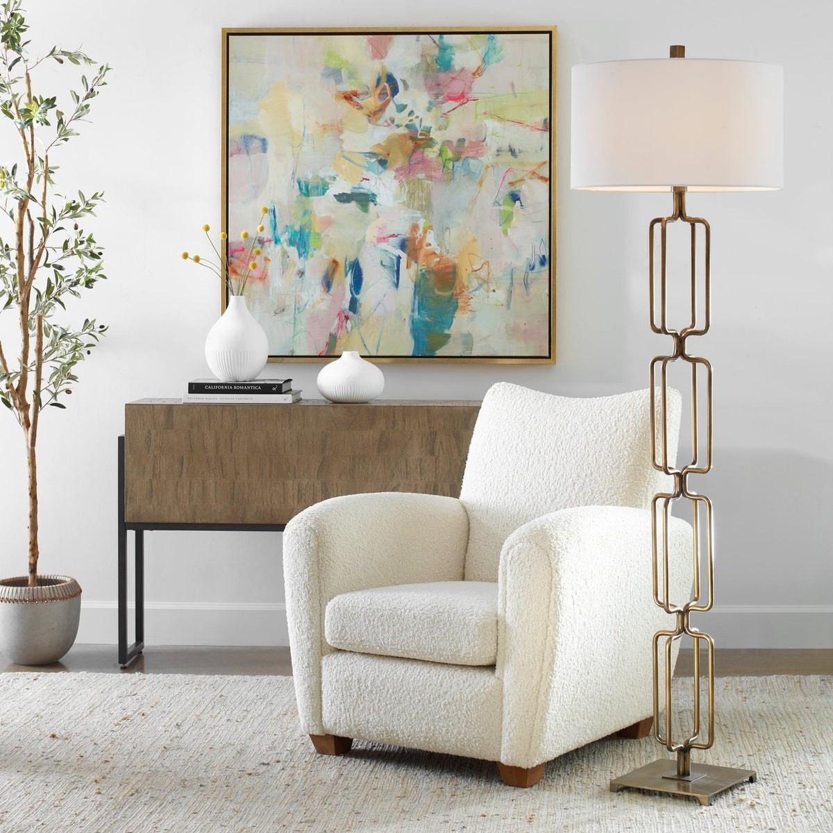Uttermost Link Brushed Gold Floor Lamp Floor lamps| Uttermost
