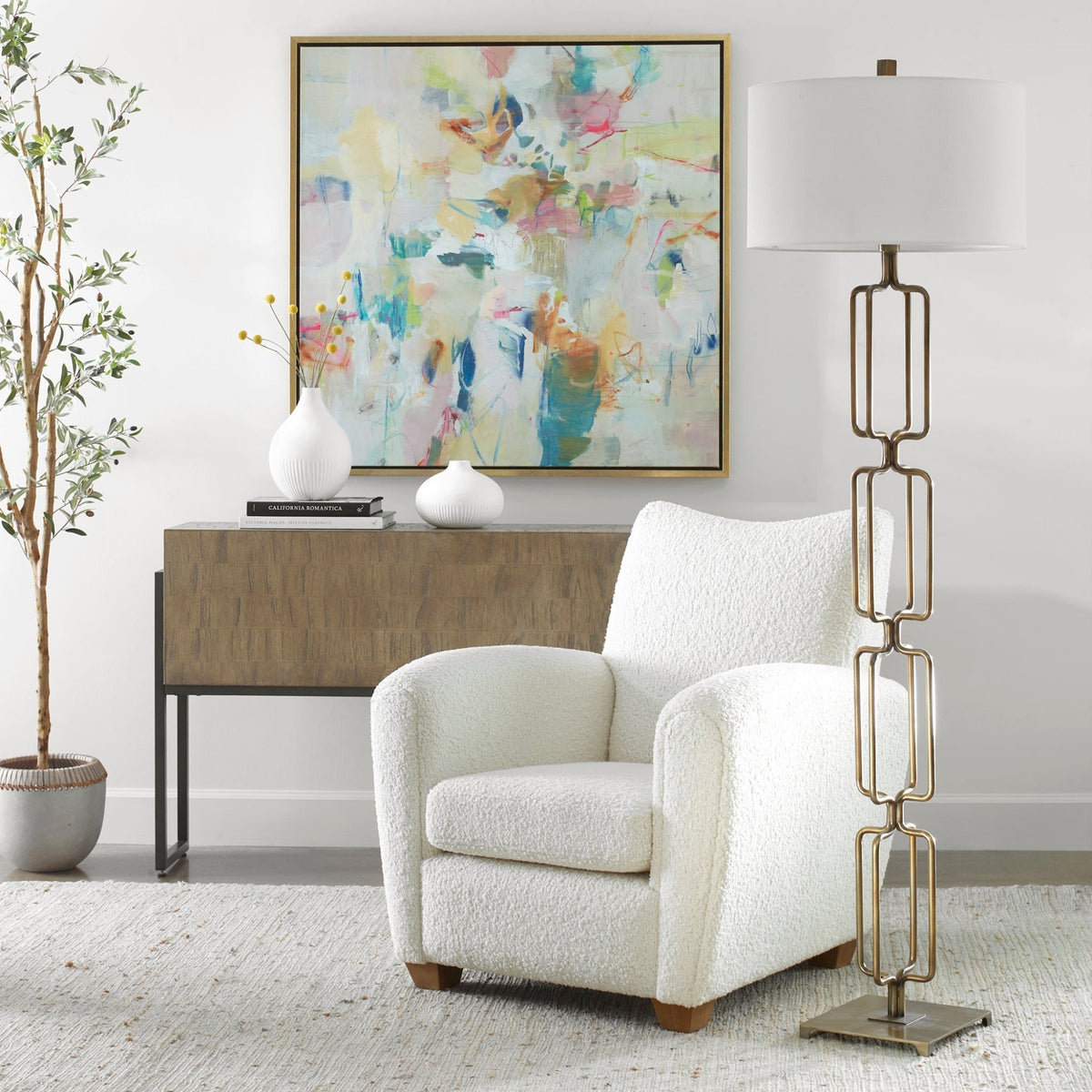Uttermost Link Brushed Gold Floor Lamp Floor lamps| Uttermost