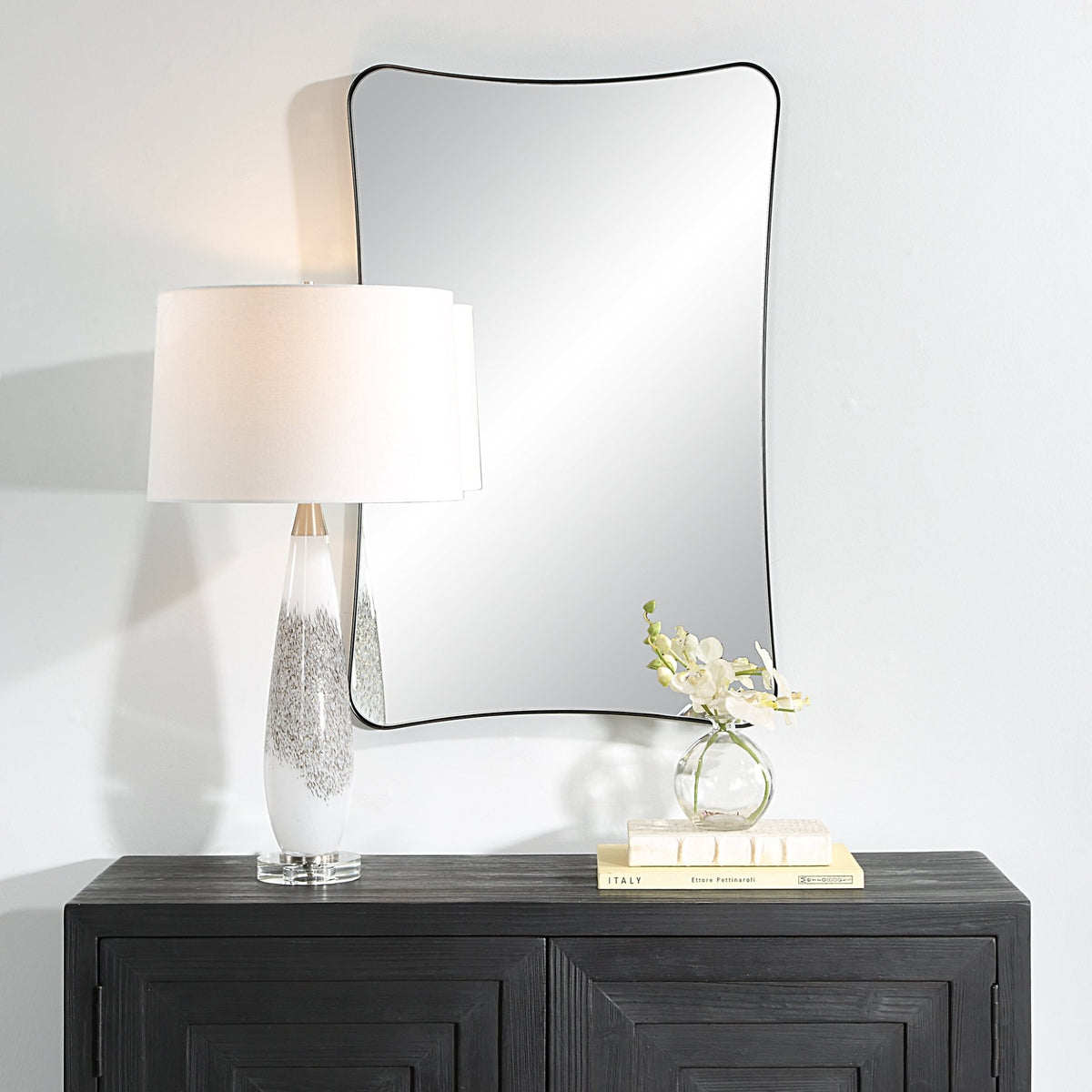 Uttermost Loudon Black Vanity Mirror Table Decors| Uttermost