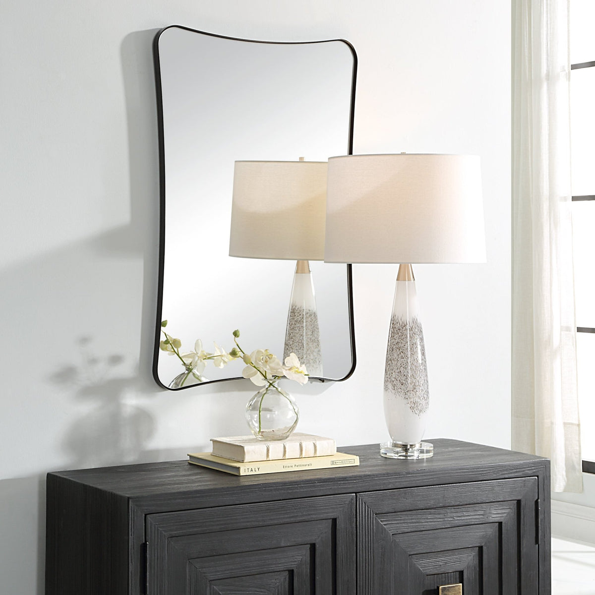 Uttermost Loudon Black Vanity Mirror Table Decors| Uttermost
