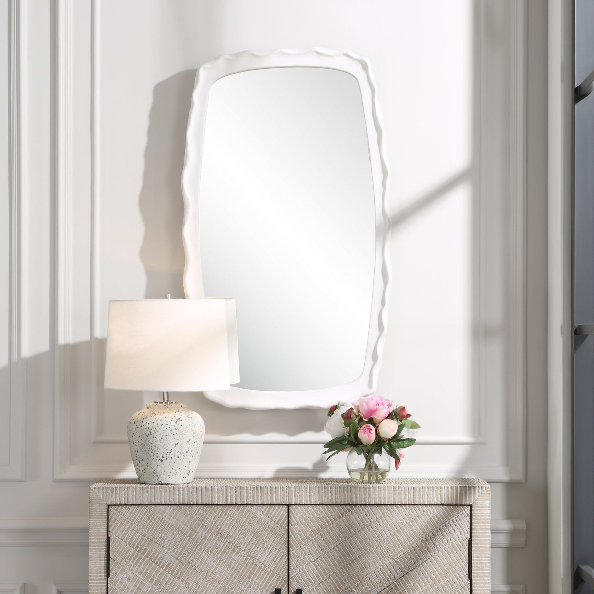 Uttermost Marbella White Mirror Table Decors| Uttermost