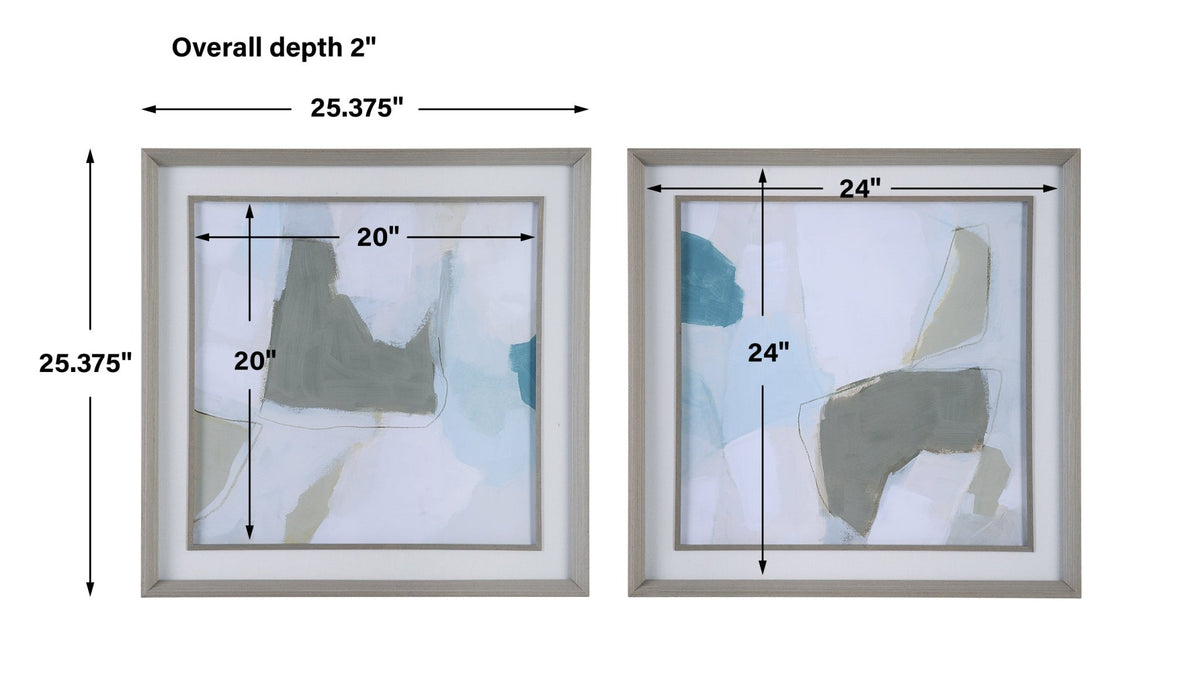 Uttermost Mist Shapes Framed Prints, Set/2 Paintings & Pictures| Uttermost