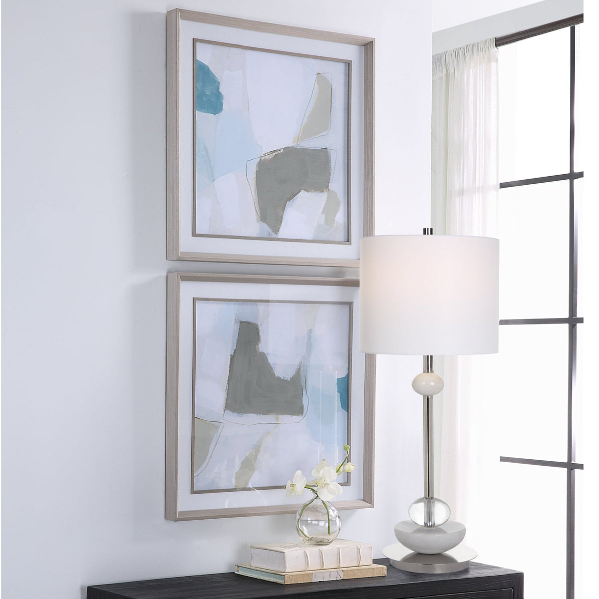 Uttermost Mist Shapes Framed Prints, Set/2 Paintings & Pictures| Uttermost