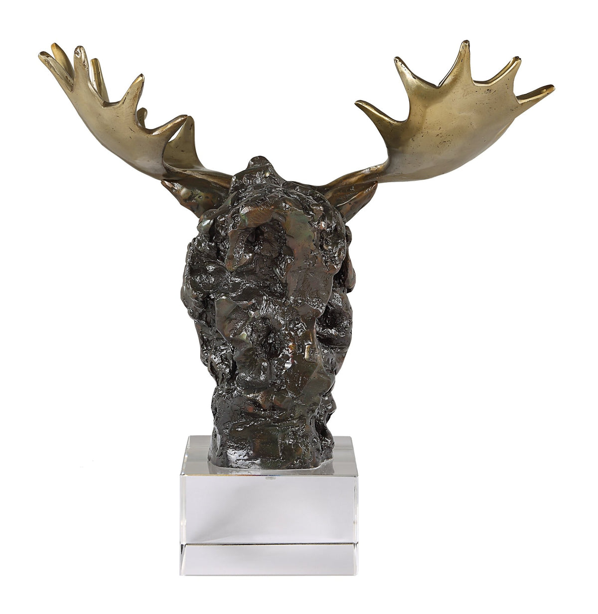 Uttermost Moose Bust Bronze Sculpture Table Decors| Uttermost