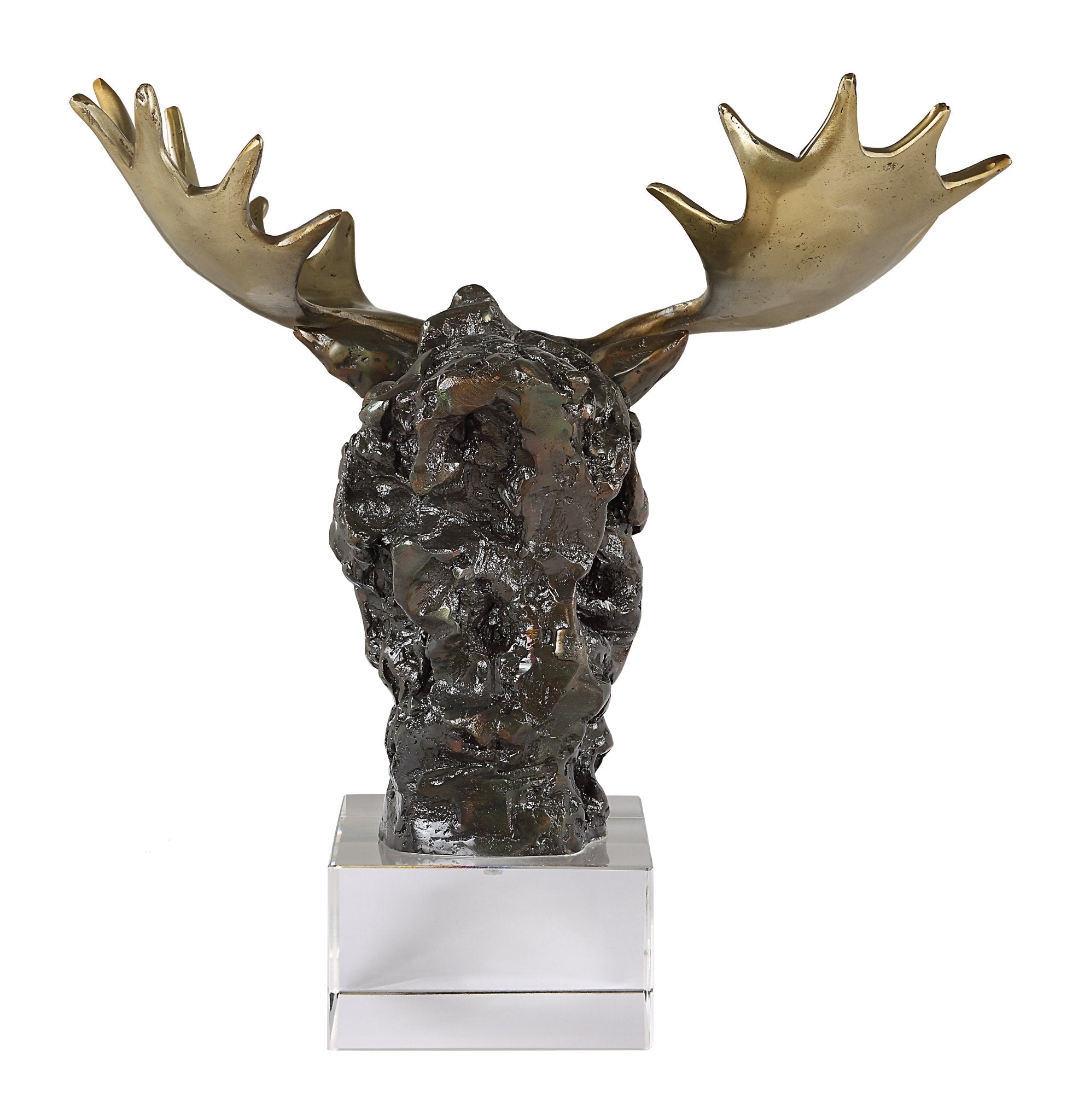 Uttermost Moose Bust Bronze Sculpture Table Decors| Uttermost