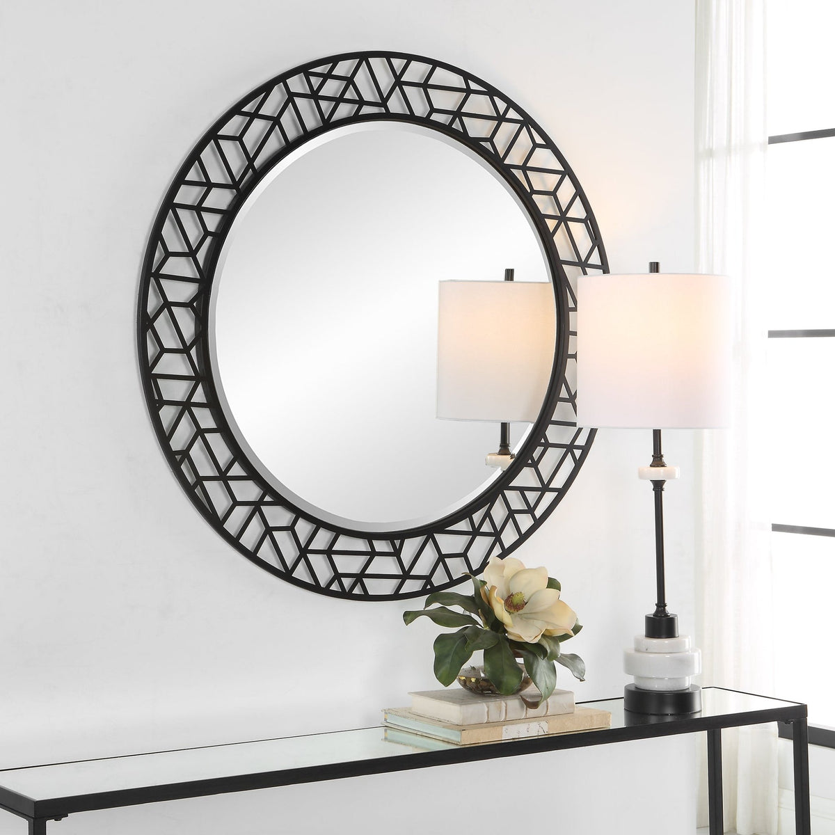 Uttermost Mosaic Metal Round Mirror Mirrors| Uttermost