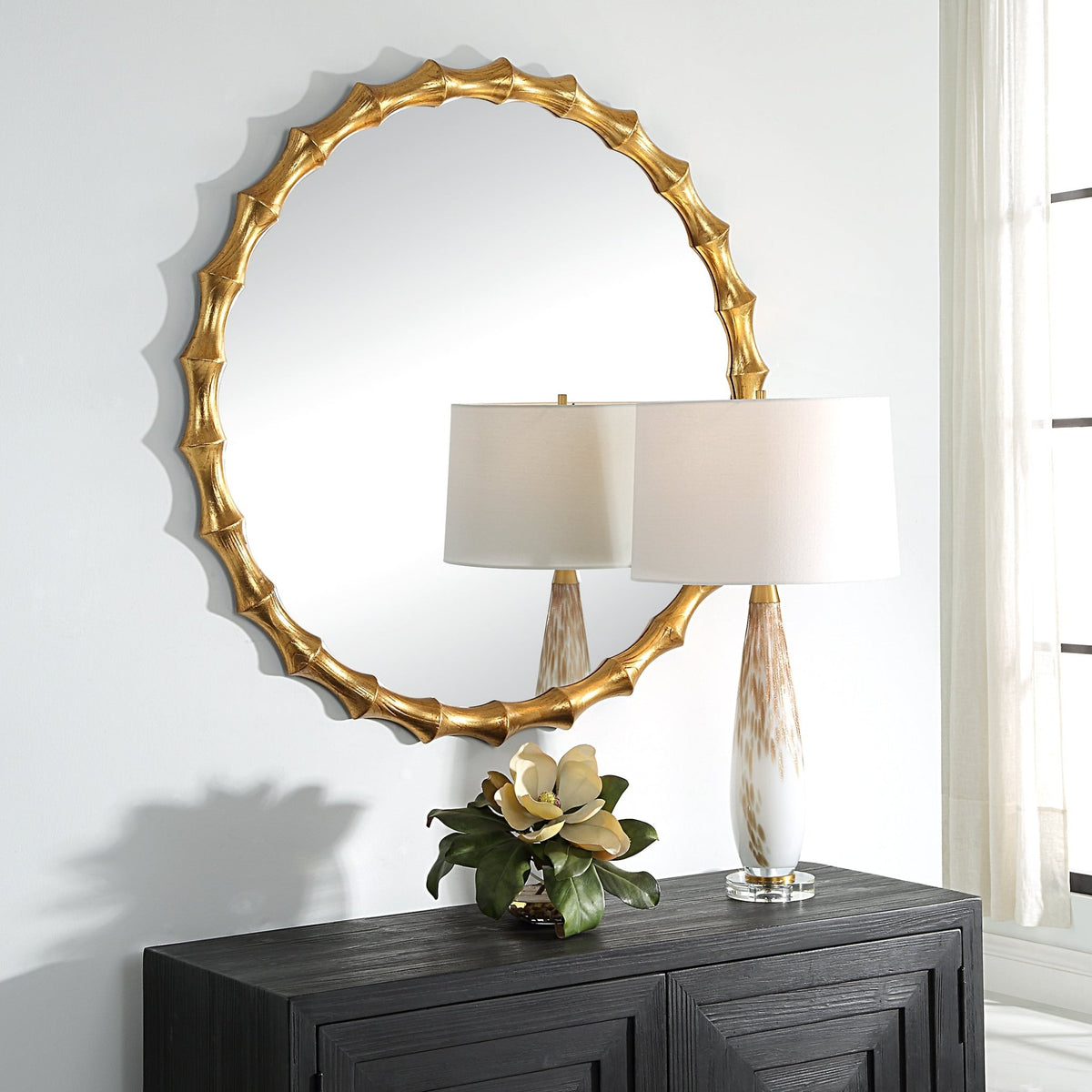 Uttermost Nacala Round Gold Mirror Table Decors| Uttermost