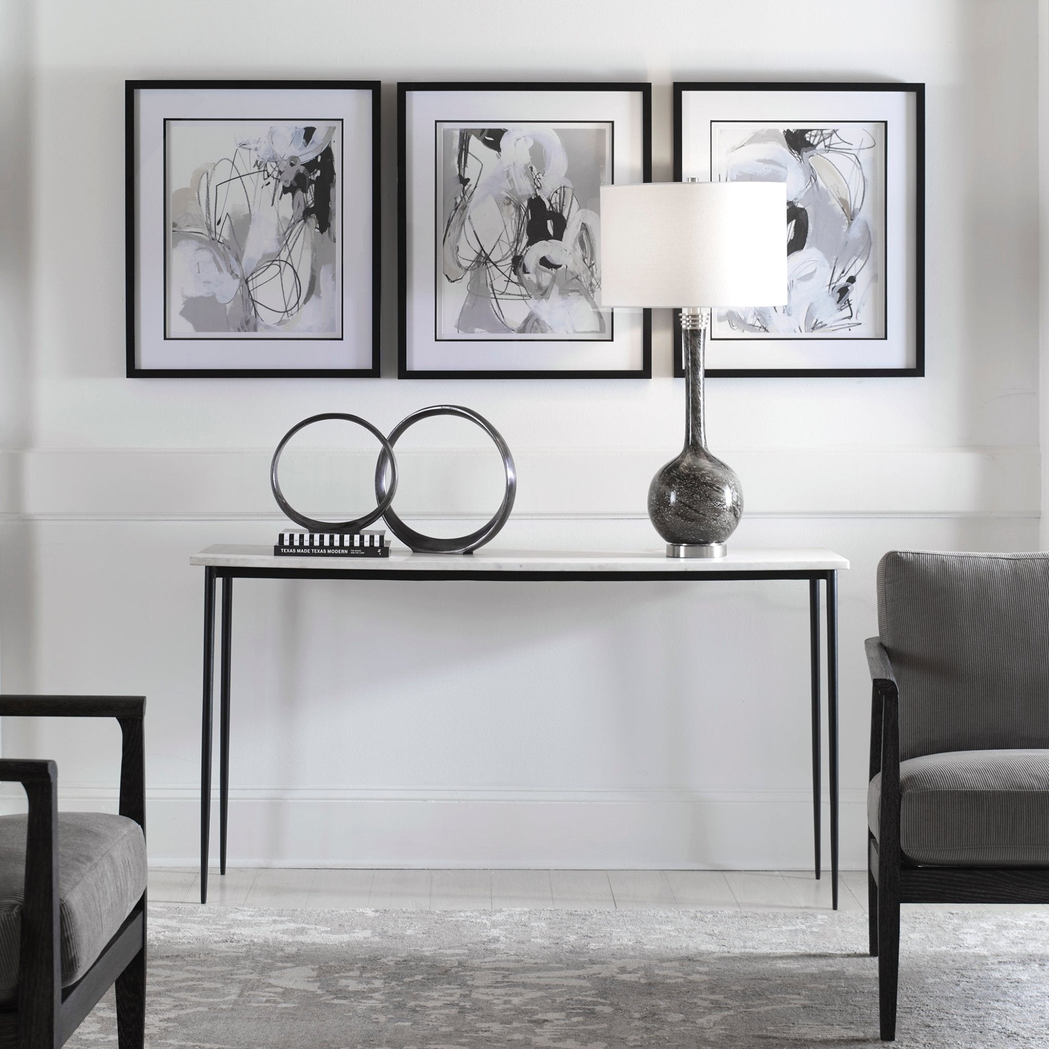 Uttermost Nightfall White Marble Console Table Table Decors| Uttermost