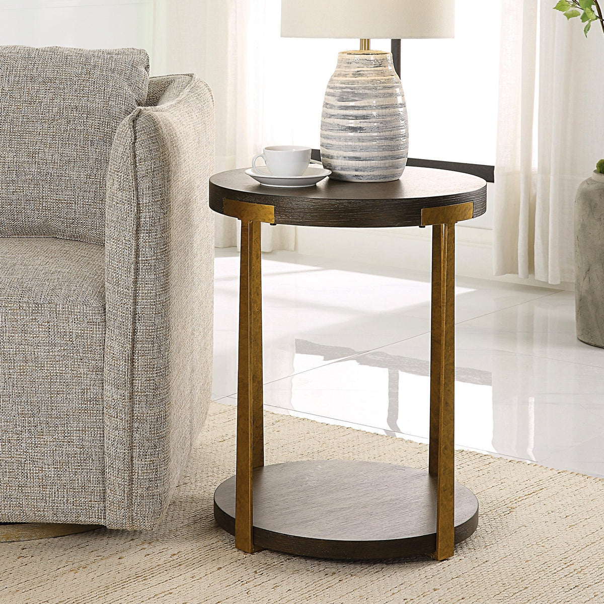 Uttermost Palisade Round Wood Side Table Accent & End Tables| Uttermost