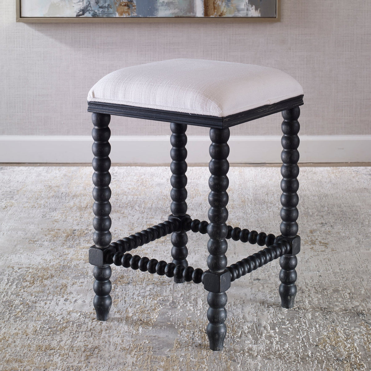 Uttermost Pryce Black Backless Counter Stool Stools| Uttermost