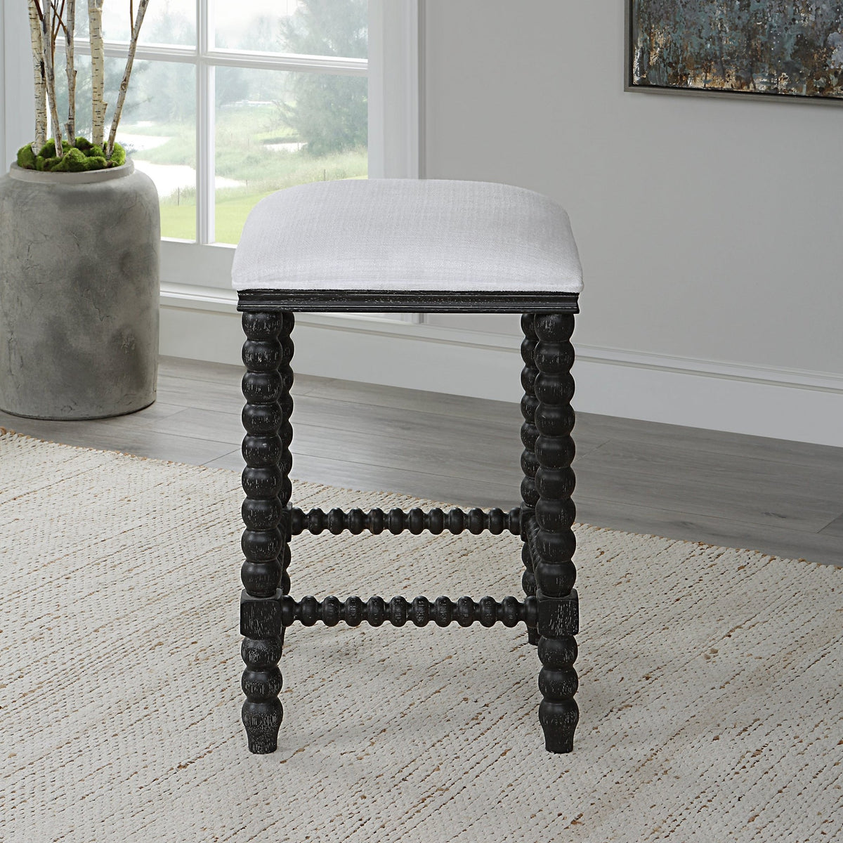 Uttermost Pryce Black Backless Counter Stool Stools| Uttermost