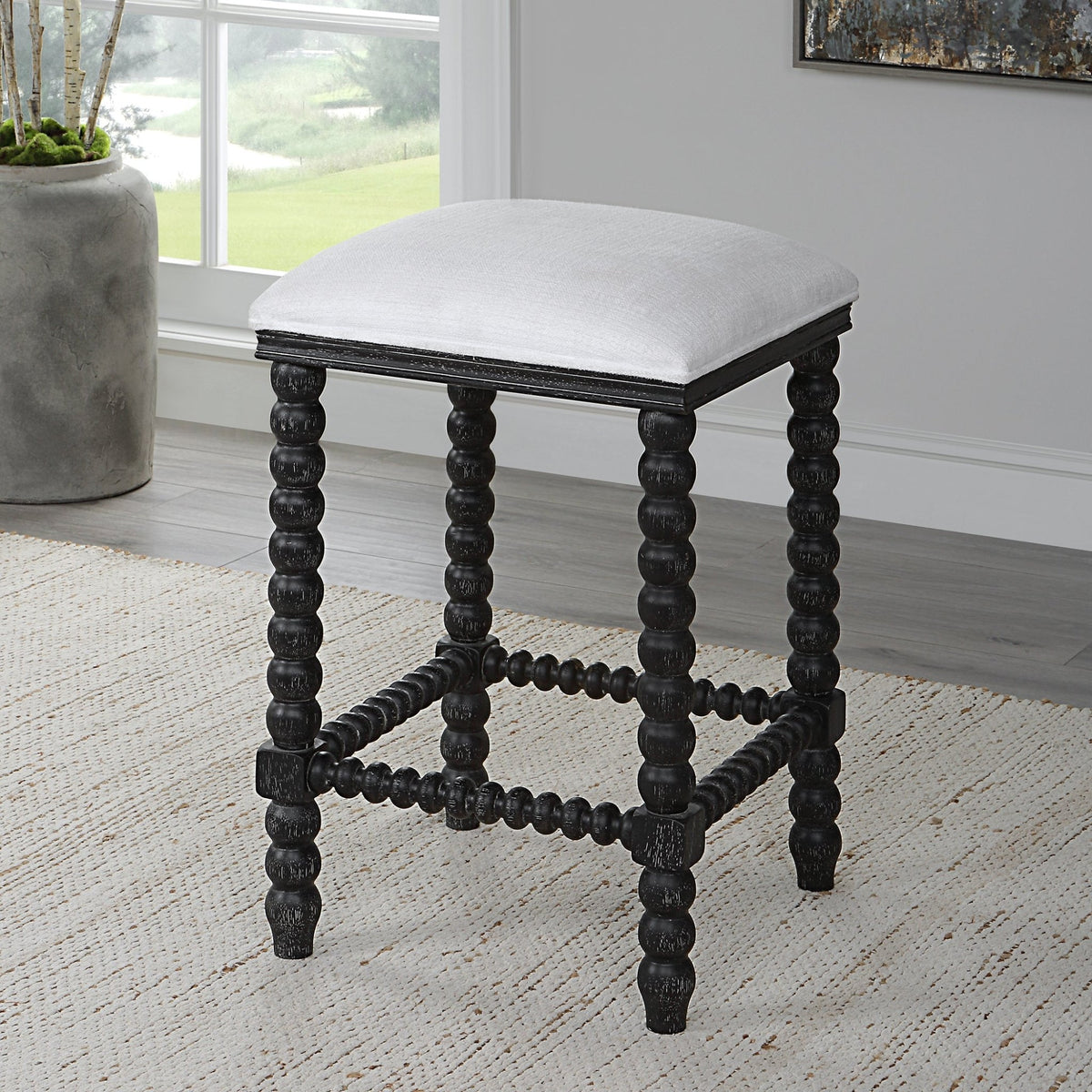 Uttermost Pryce Black Backless Counter Stool Stools| Uttermost