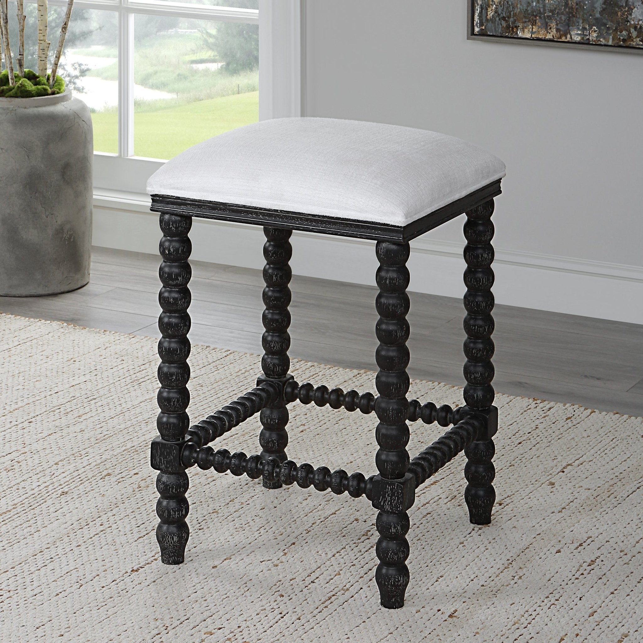Uttermost Pryce Black Backless Counter Stool Stools| Uttermost