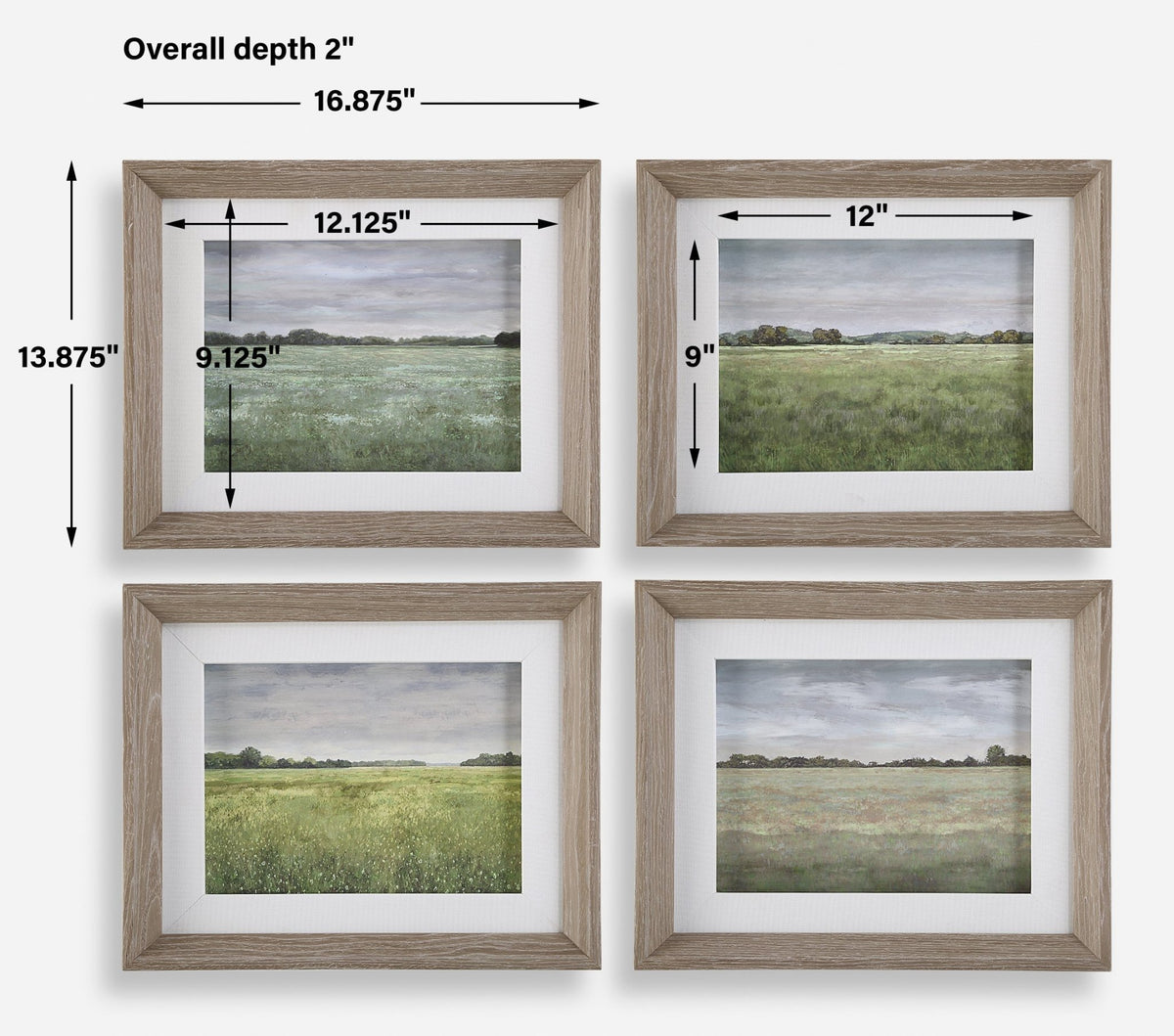 Uttermost Quiet Meadows Framed Prints, S/4 Table Decors| Uttermost