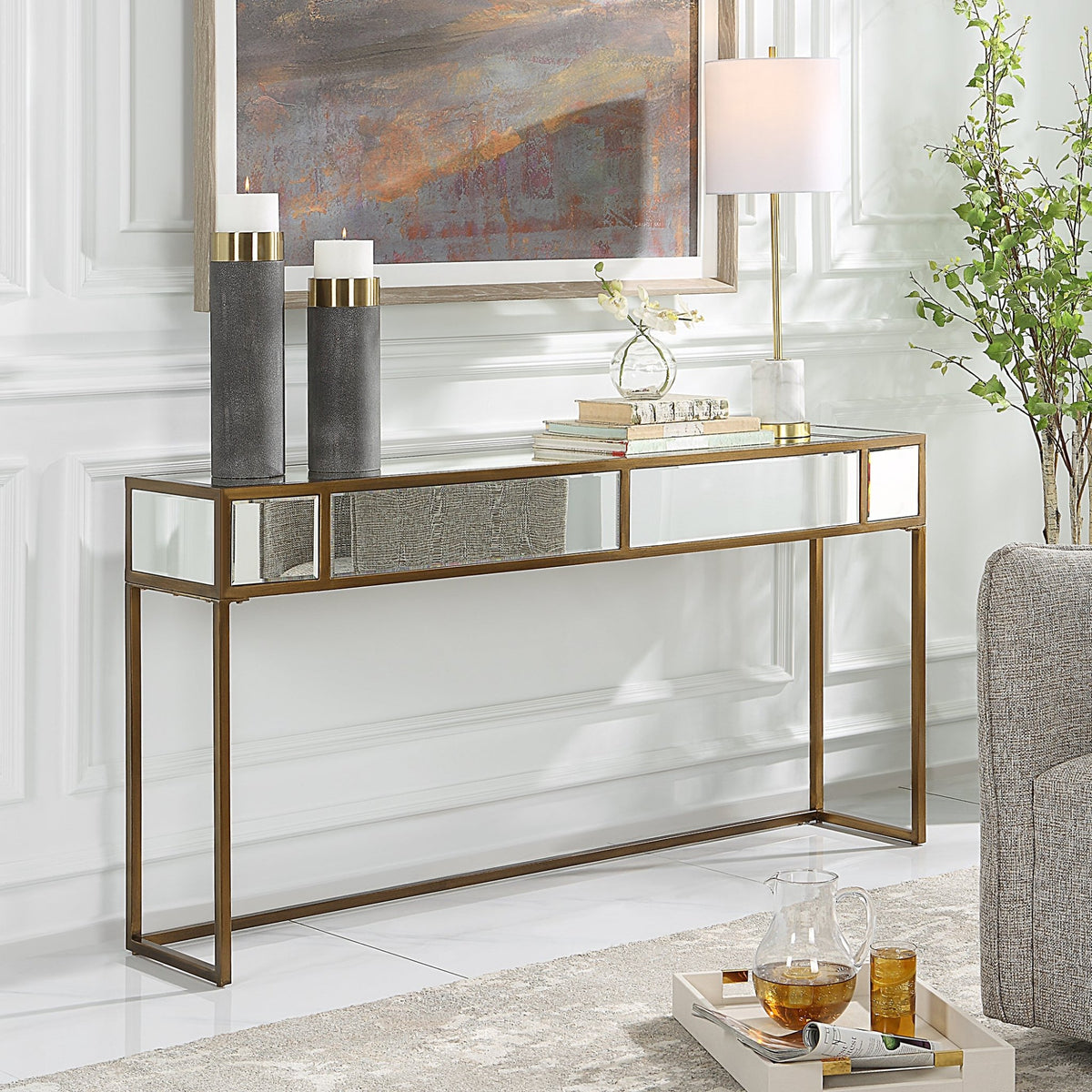 Uttermost Reflect Mirrored Console Table Table Decors| Uttermost