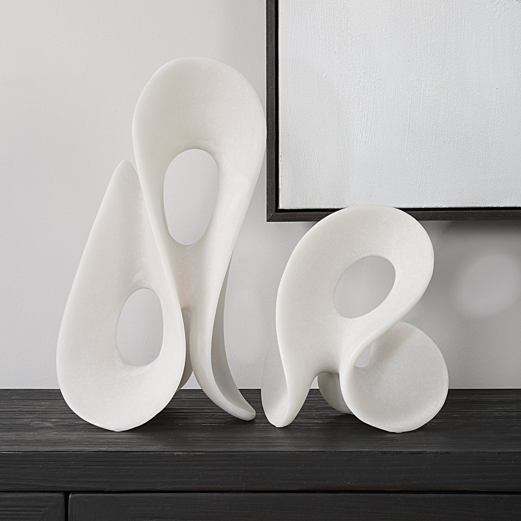 Uttermost Silent Wave White Sculptures Set/2 Table Decors| Uttermost
