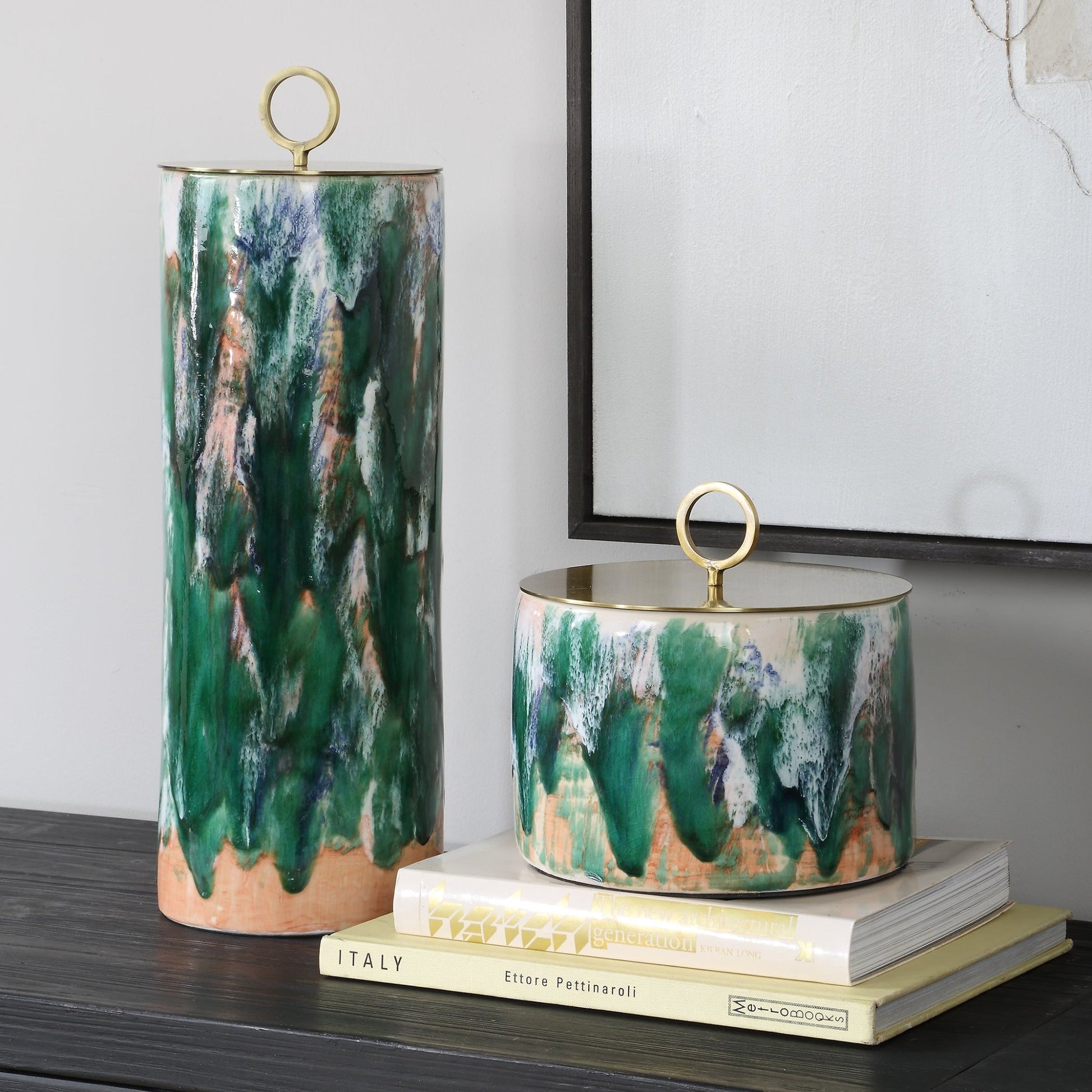 Uttermost Sylvie Ceramic Containers Set/2 Box| Uttermost