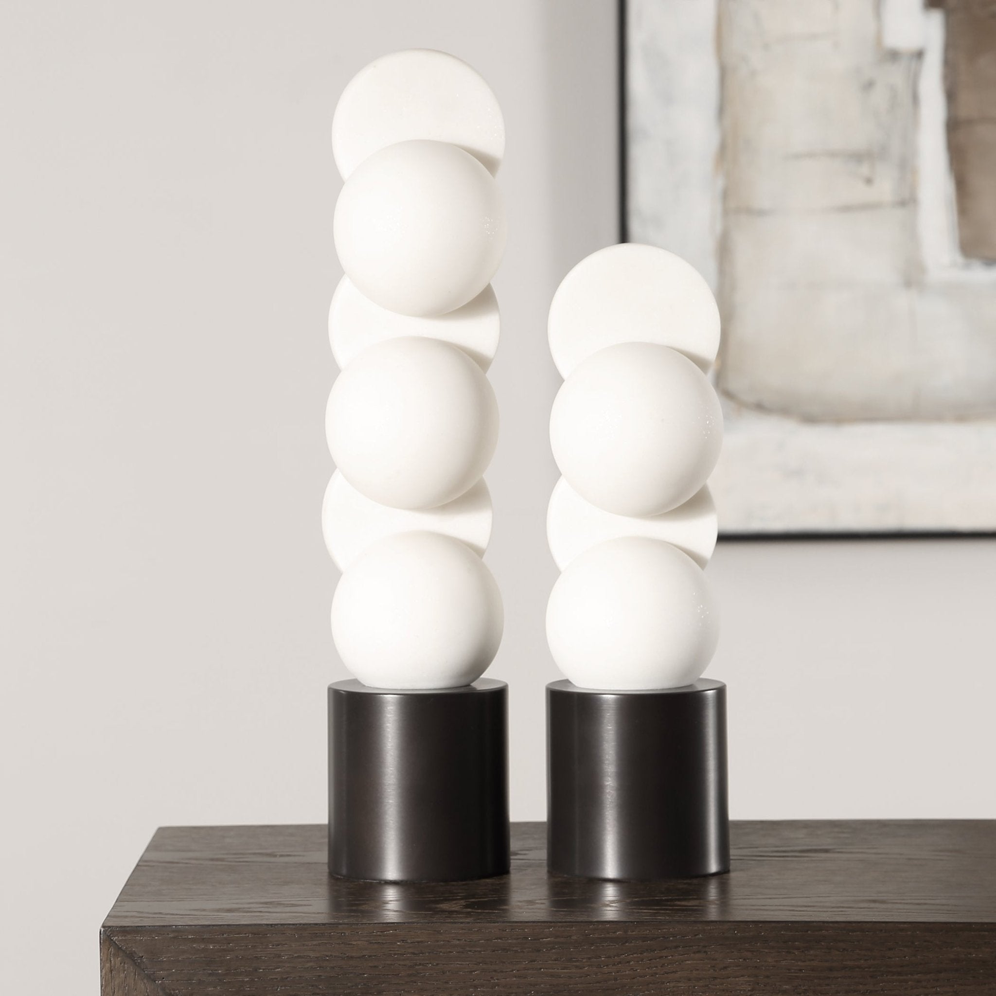 Uttermost Symmetry White Sculptures Set/2 Table Decors| Uttermost