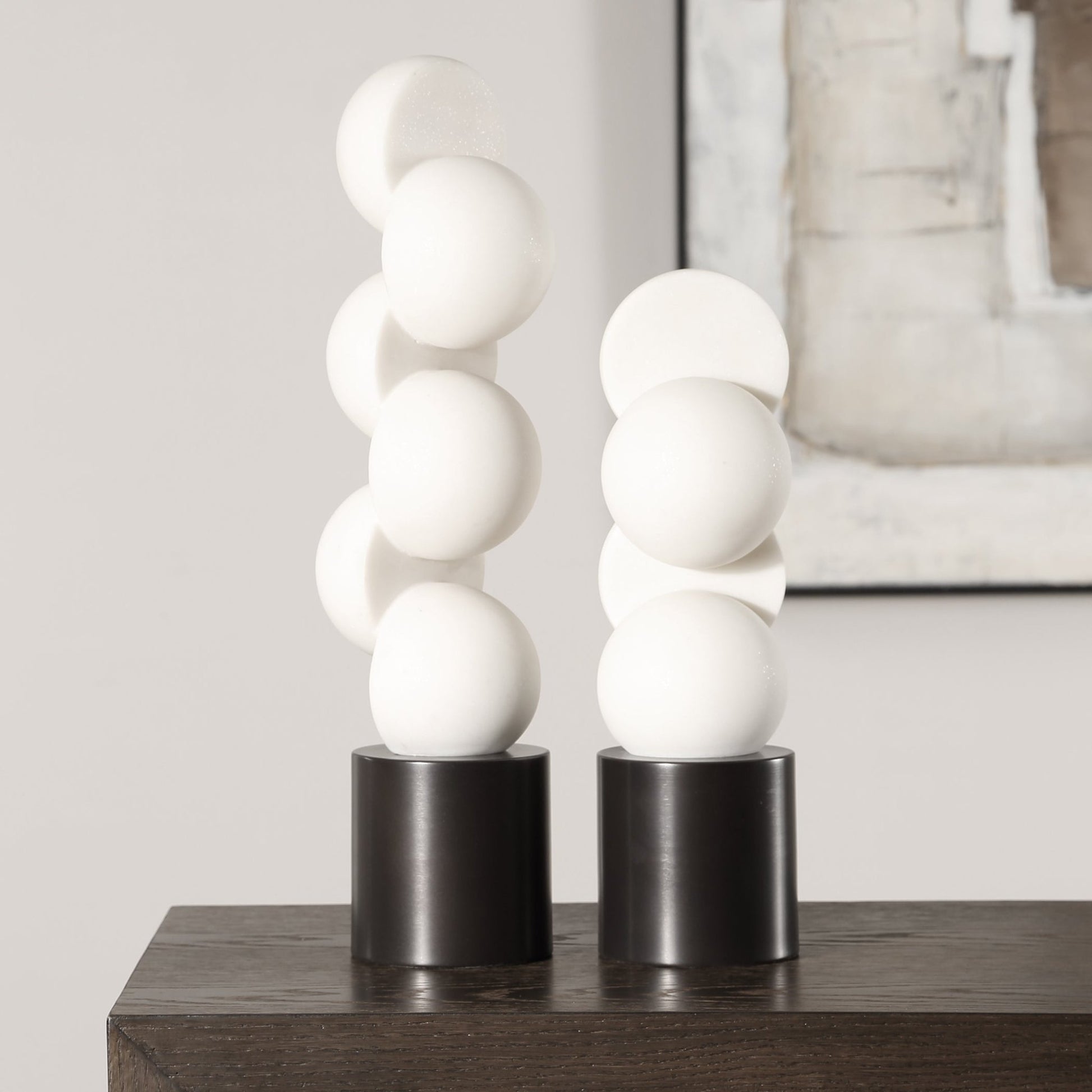 Uttermost Symmetry White Sculptures Set/2 Table Decors| Uttermost