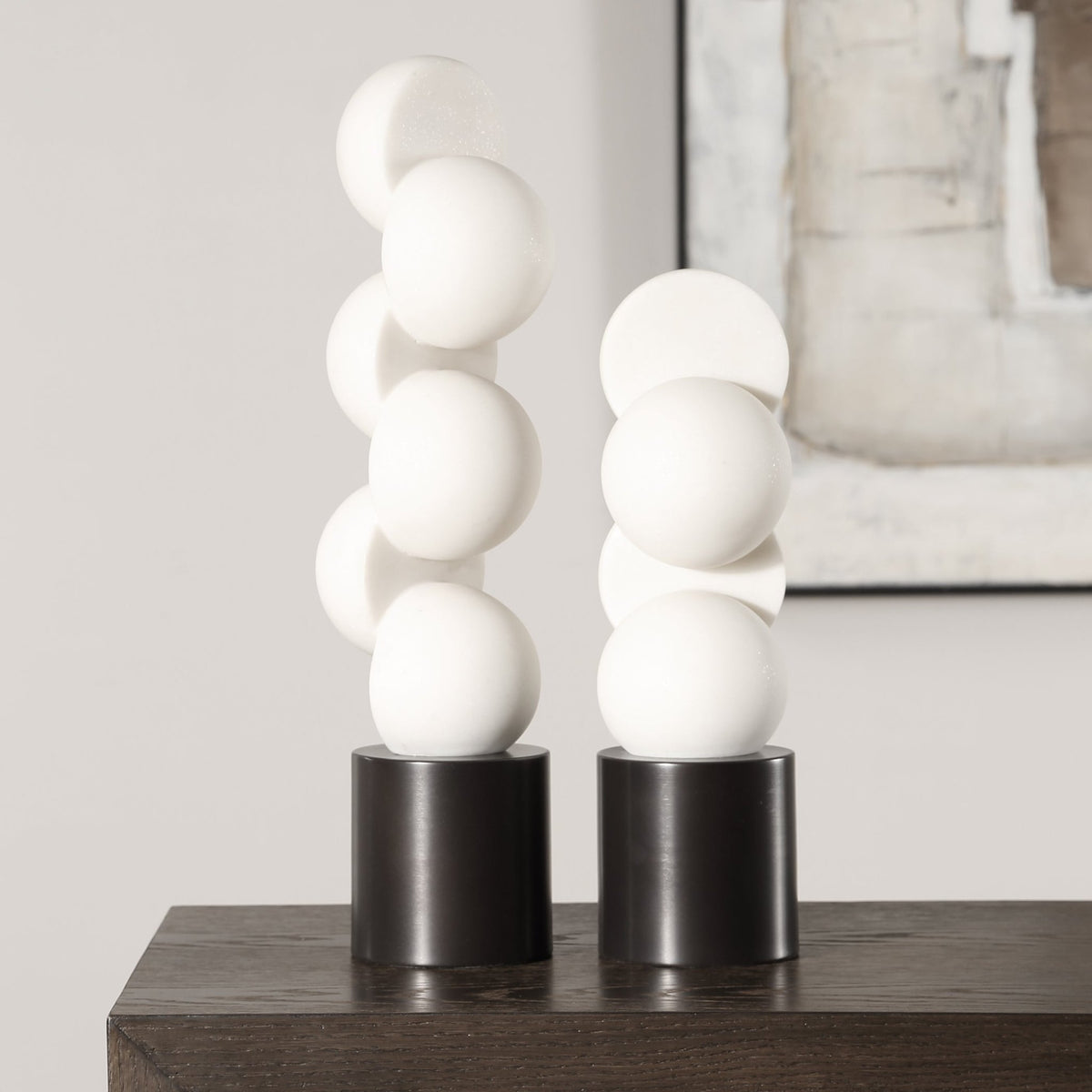 Uttermost Symmetry White Sculptures Set/2 Table Decors| Uttermost