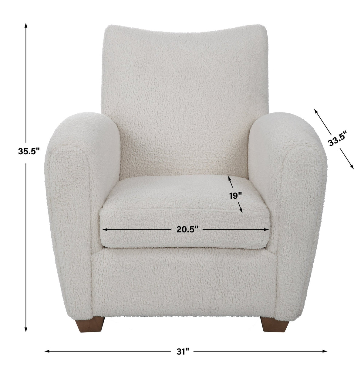 Uttermost Teddy White Shearling Accent Chair Table Decors| Uttermost
