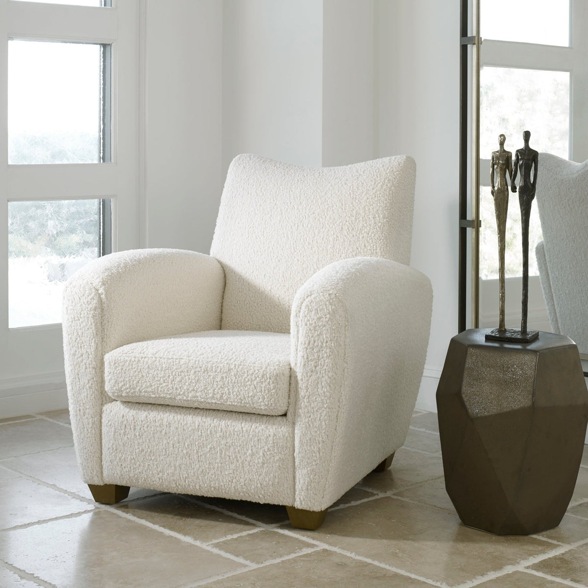 Uttermost Teddy White Shearling Accent Chair Table Decors| Uttermost