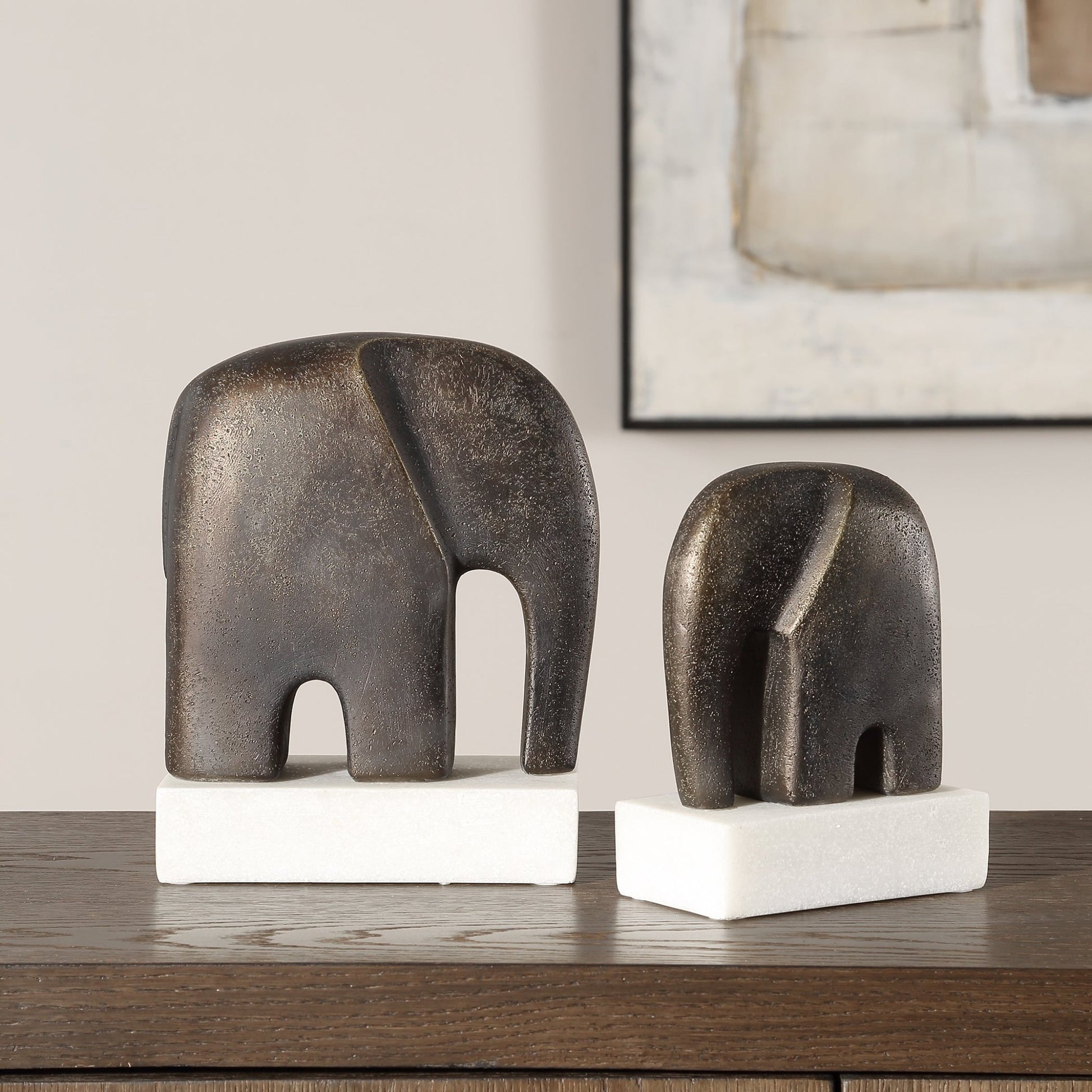 Uttermost Timeless Tusk Bronze Sculptures Set/2 Table Decors| Uttermost
