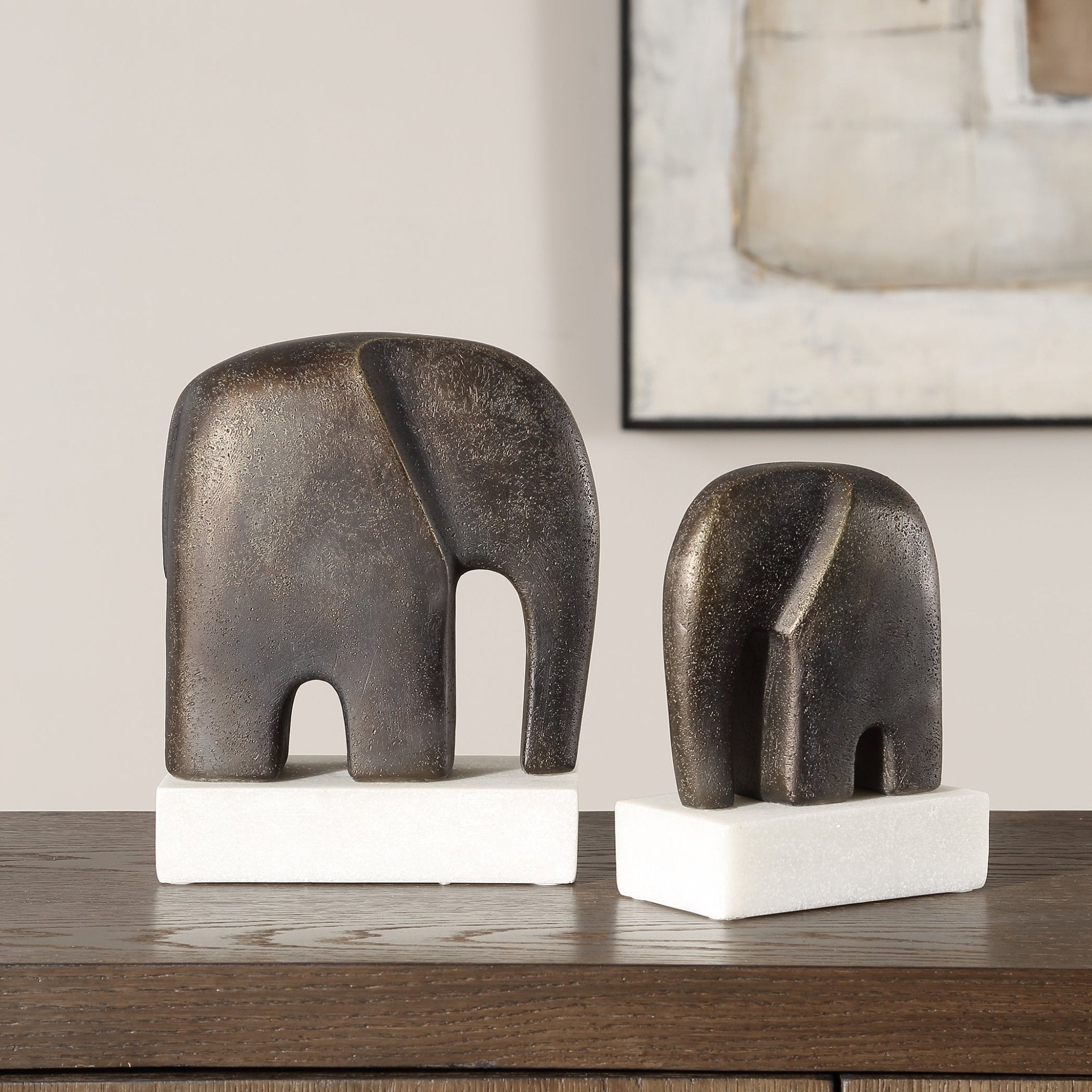 Uttermost Timeless Tusk Bronze Sculptures Set/2 Table Decors| Uttermost