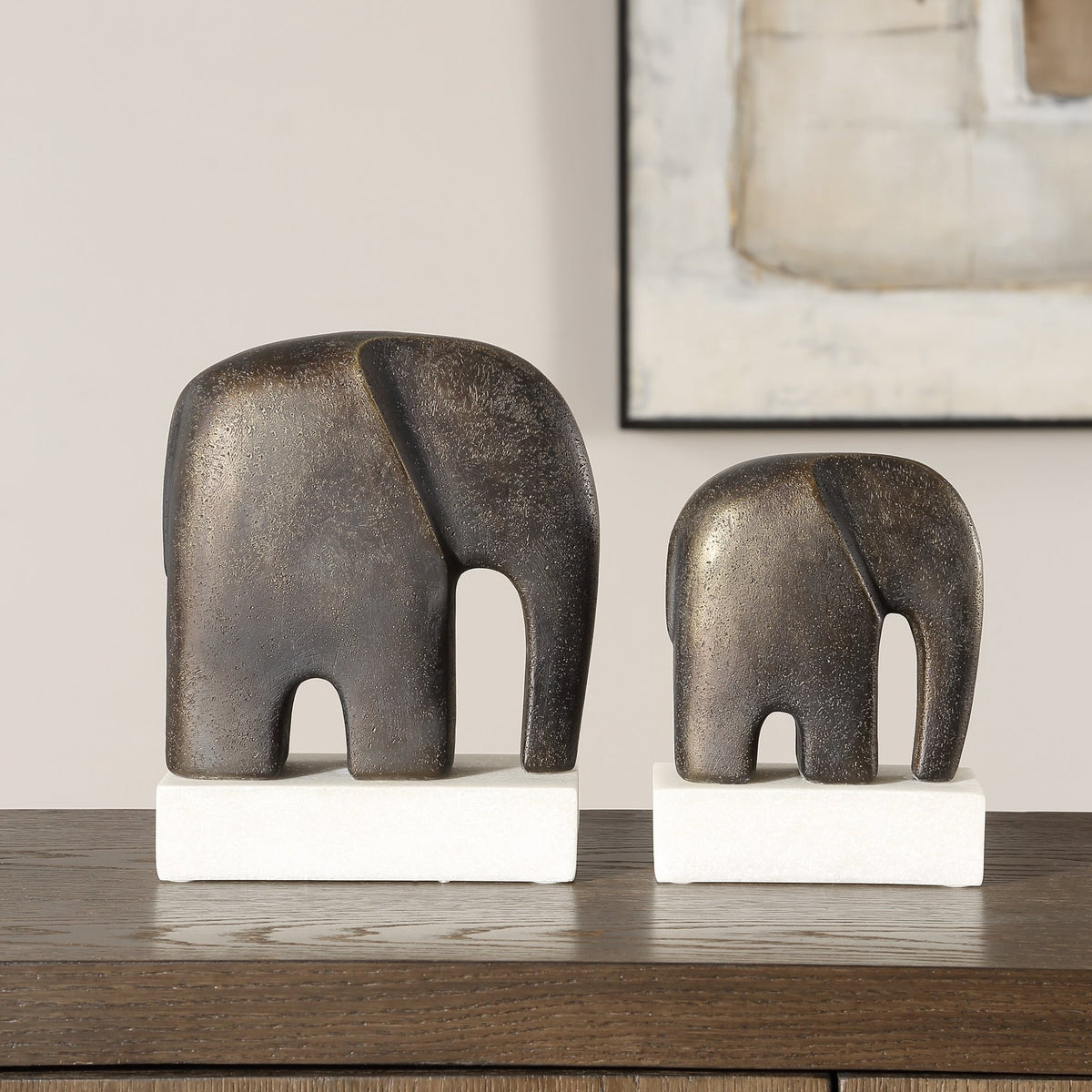 Uttermost Timeless Tusk Bronze Sculptures Set/2 Table Decors| Uttermost