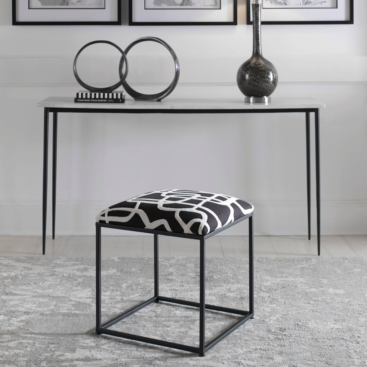 Uttermost Twists And Turns Fabric Accent Stool Table Decors| Uttermost