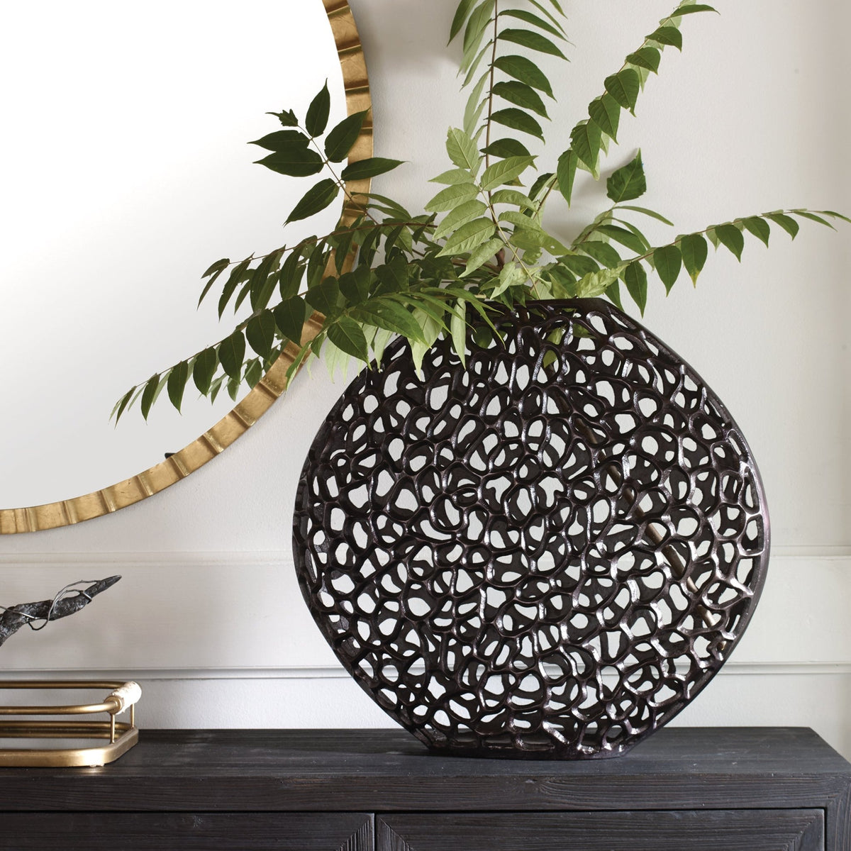 Uttermost Web Dark Bronze Vase Vases and Jars| Uttermost