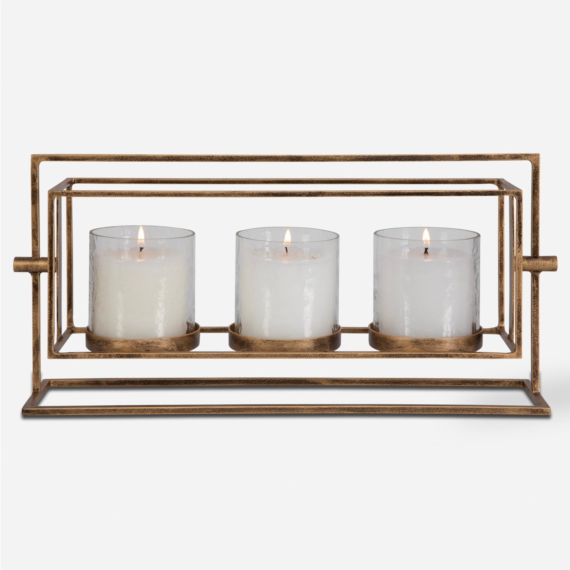 Uttermost Wenman Gold Triple Candleholder Table Decors| Uttermost