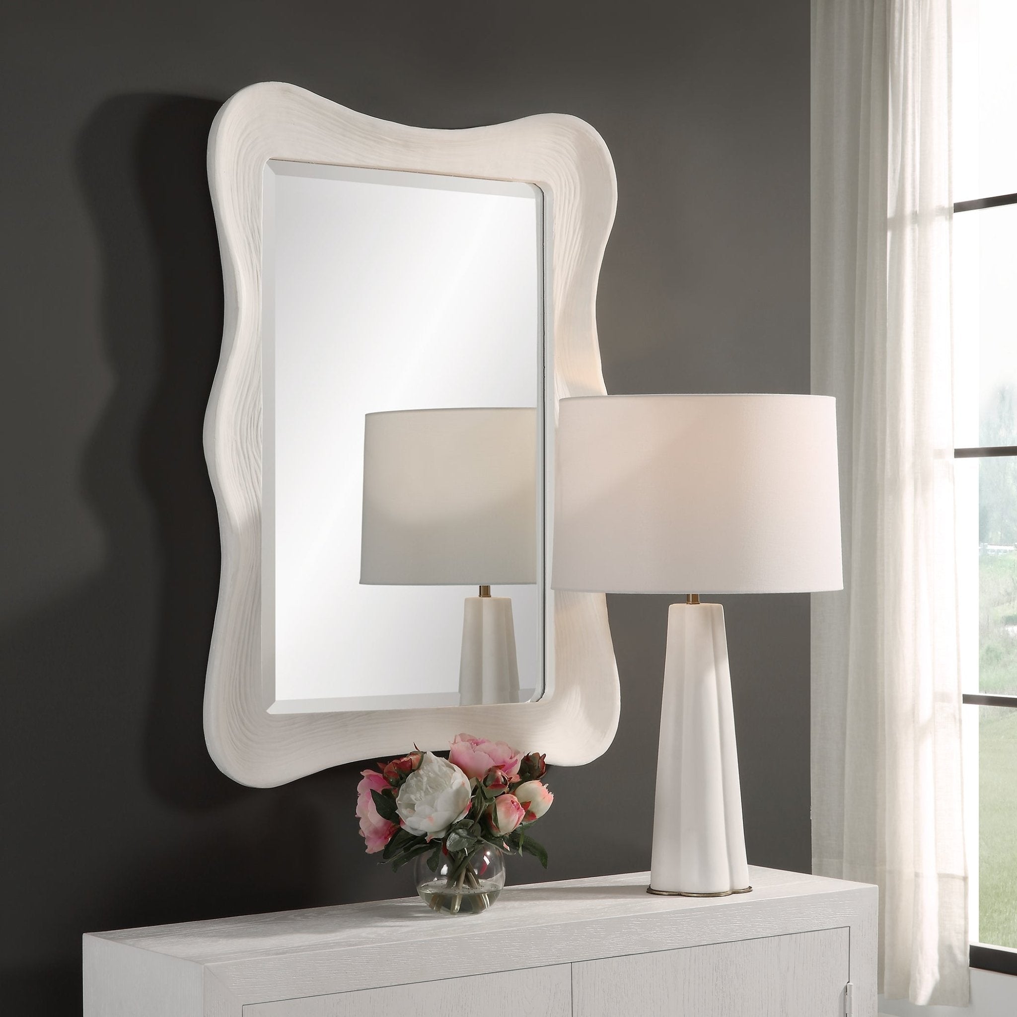 Uttermost Whitehaven Wavy Rectangle Mirror Table Decors| Uttermost