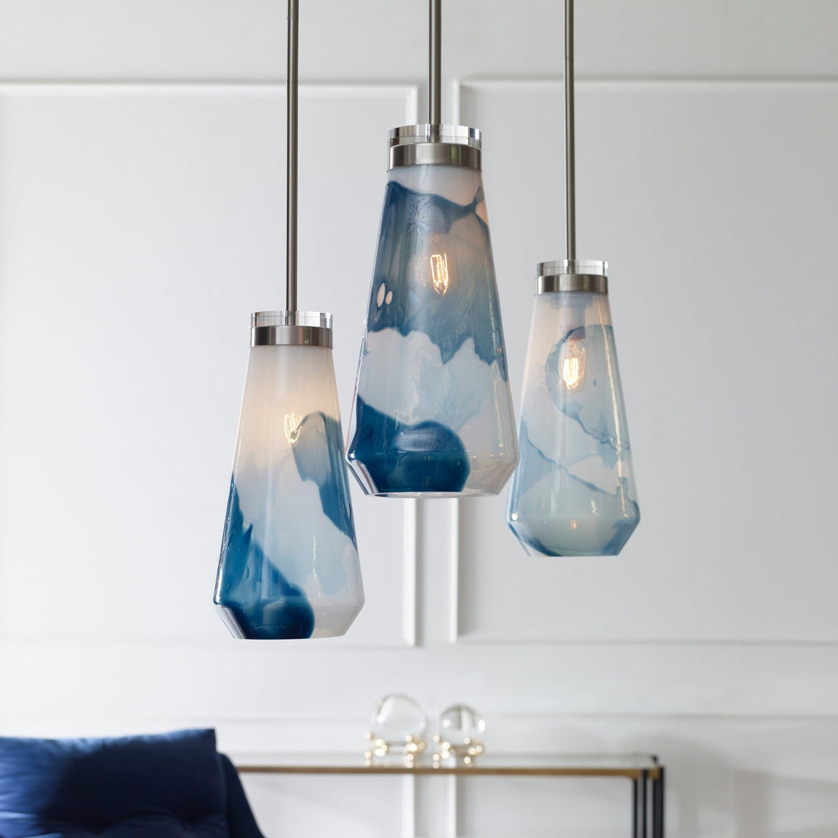 Uttermost Windswept Blue & White 1 Light Mini Pendant Wall Sconces| Uttermost