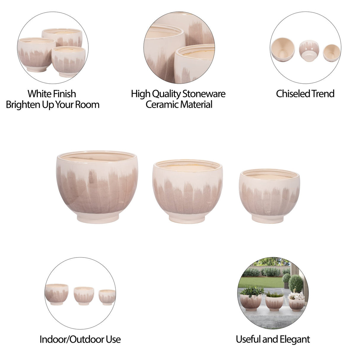 VALDIVA CERAMIC PLANTERS - SET OF 3 Outdoor Planters| Sagebrook Home