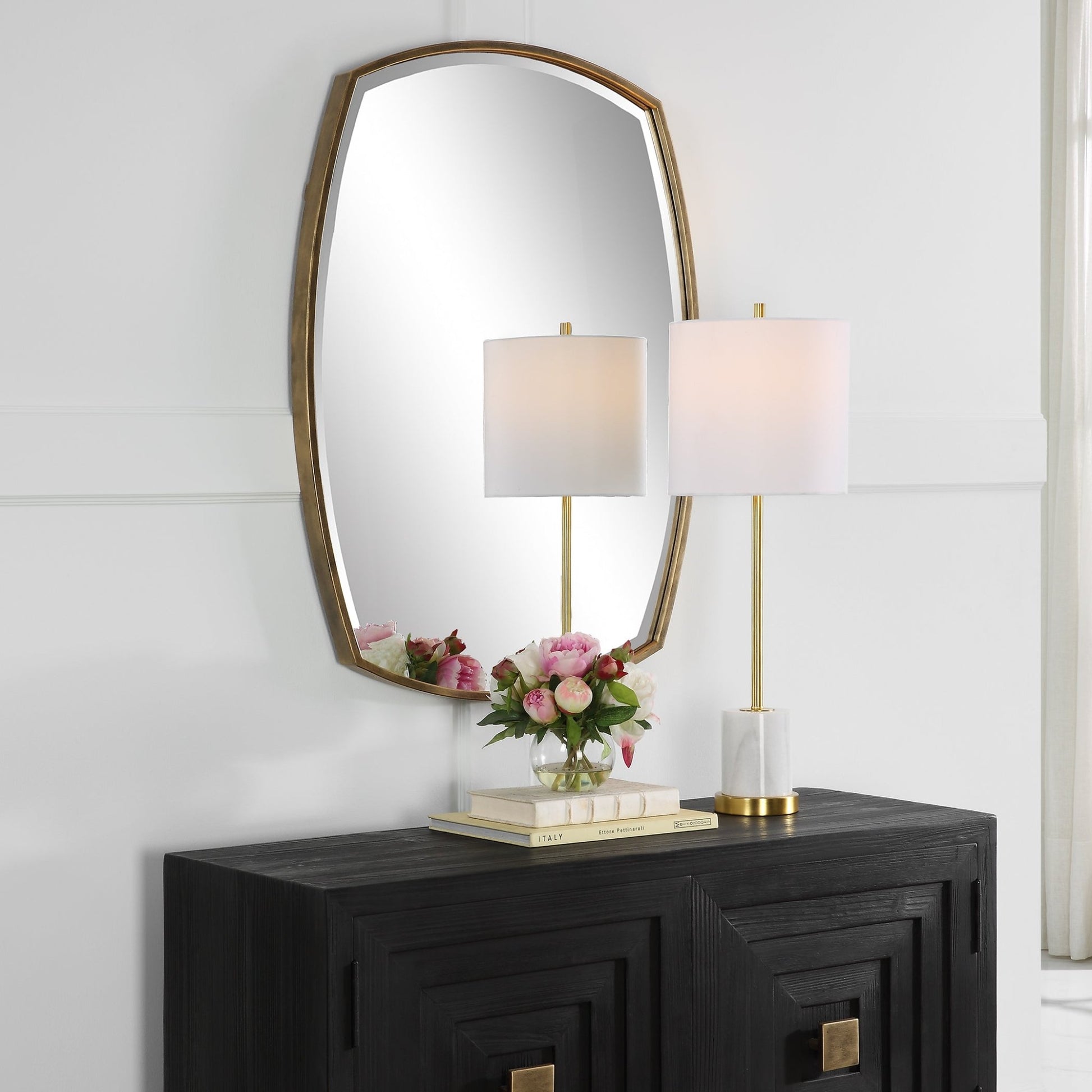 Varenna Aged Gold Vanity Mirror Table Decors| Uttermost