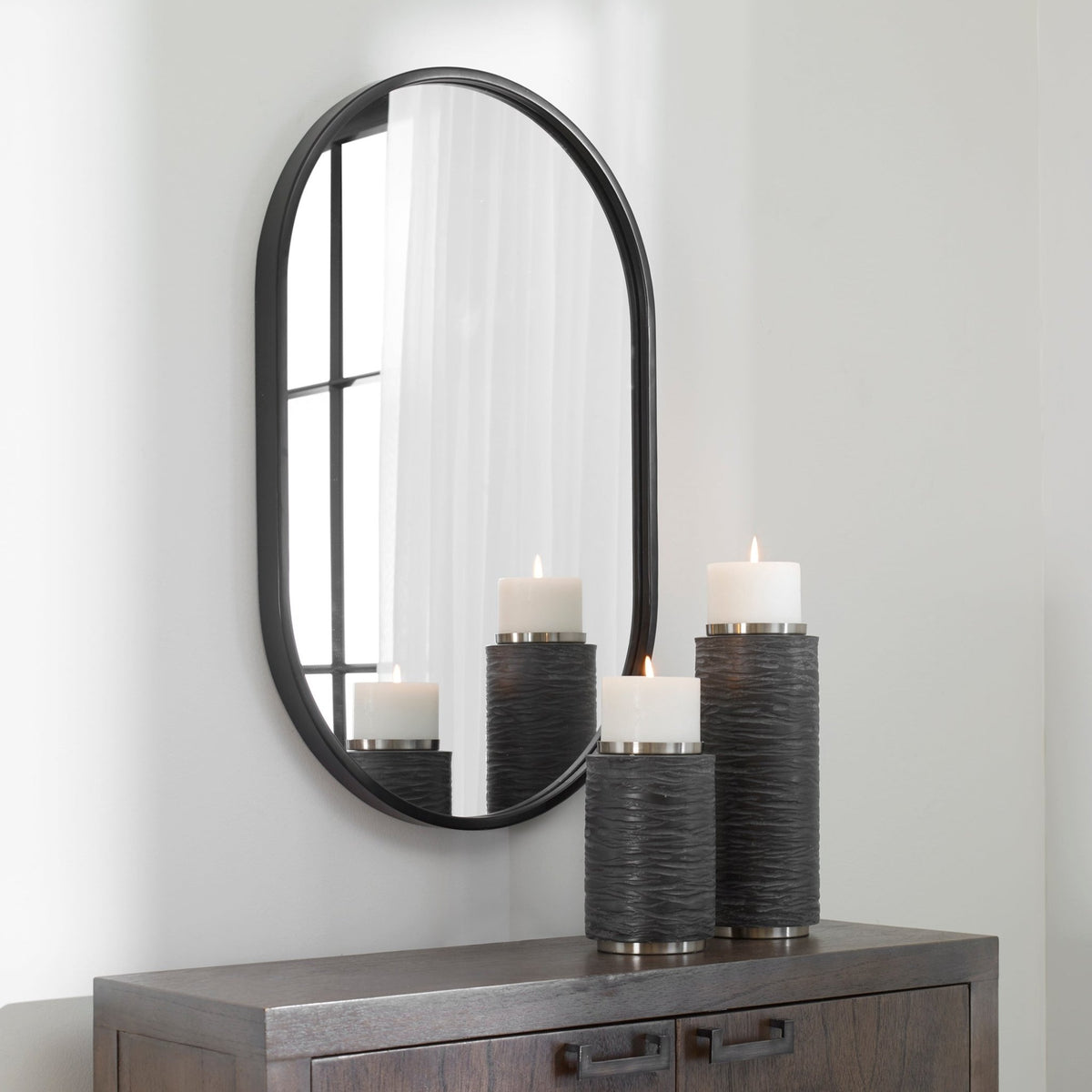 Varina Black Oval Mirror Mirrors| Uttermost