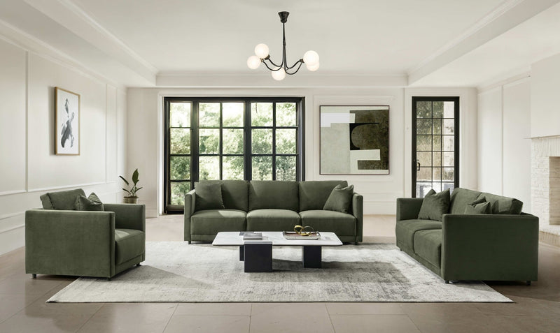 Velano Velvet Green 3 seater Sofa - Al Rugaib Furniture