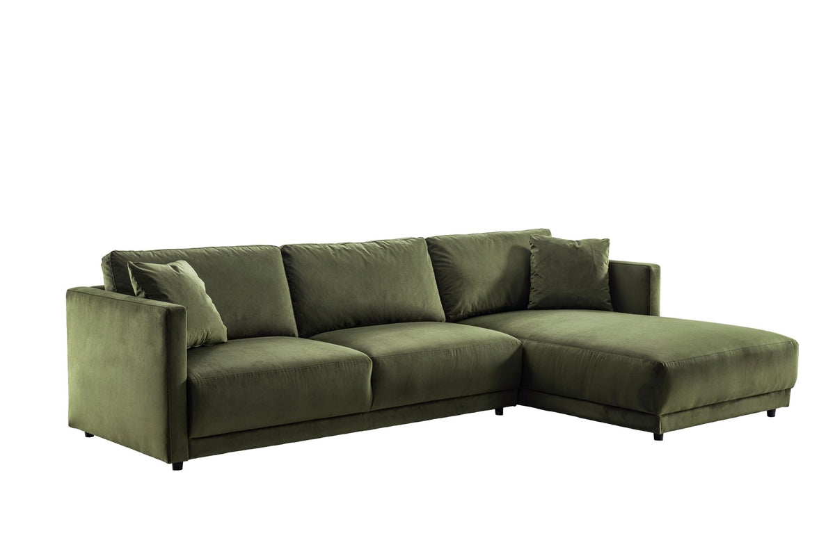 Velano Velvet Green Sectional Right Sectionals| Roots Furniture