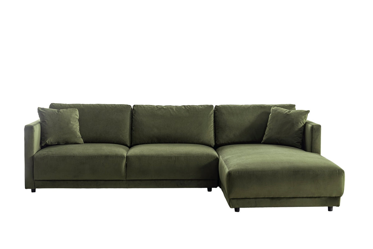 Velano Velvet Green Sectional Right Sectionals| Roots Furniture
